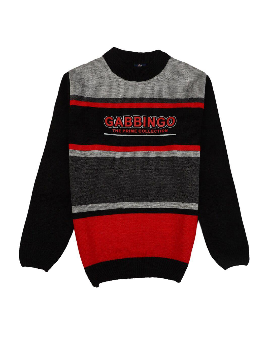 v-mart boys black & red acrylic round neck pullover sweater