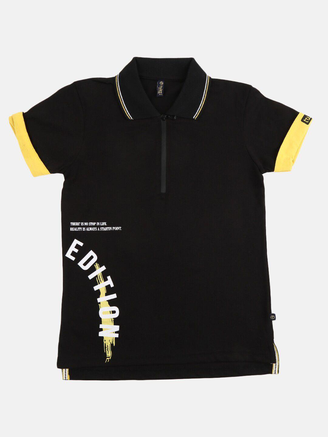v-mart boys black & yellow polo collar t-shirt