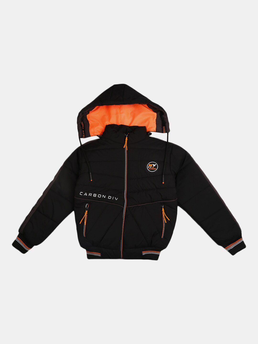 v-mart boys black outdoor hooded bomber jacket