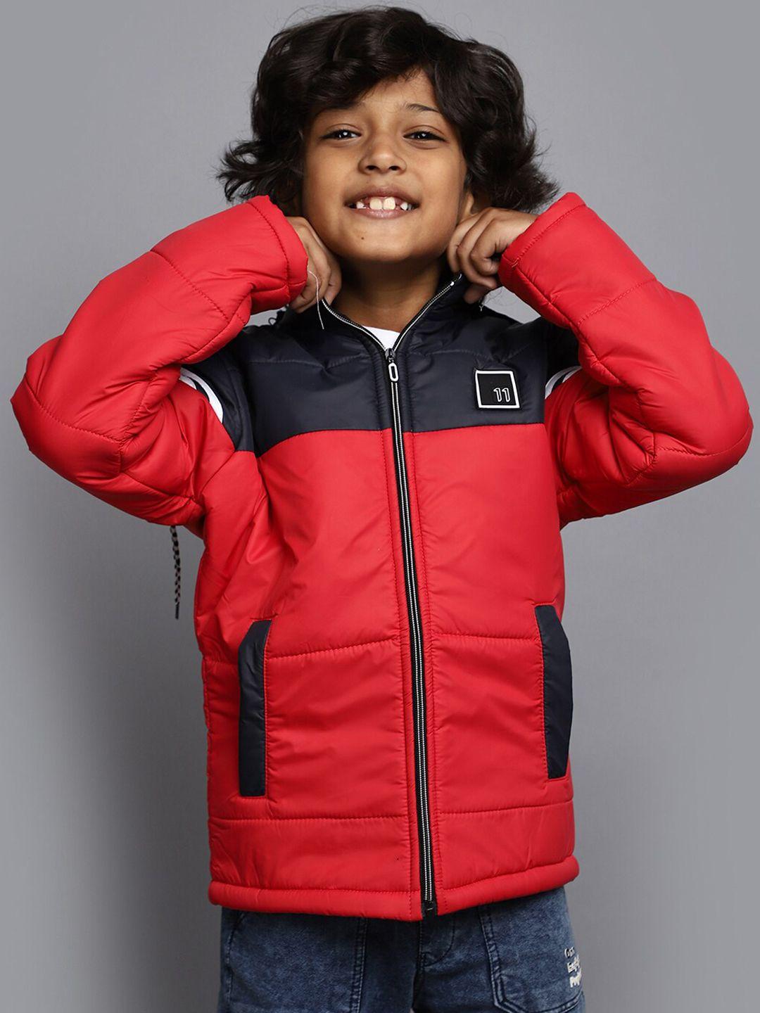 v-mart boys colorblocked hooded lightweight cotton padded jacket