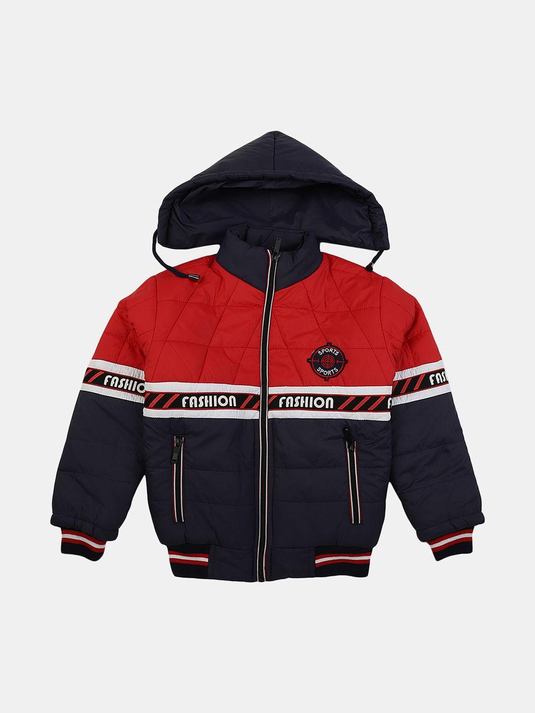 v-mart boys colourblocked hooded cotton puffer jacket