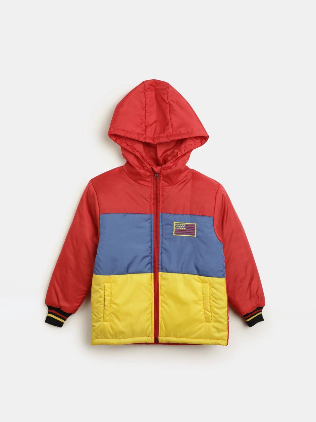 v-mart boys colourblocked hooded padded jacket