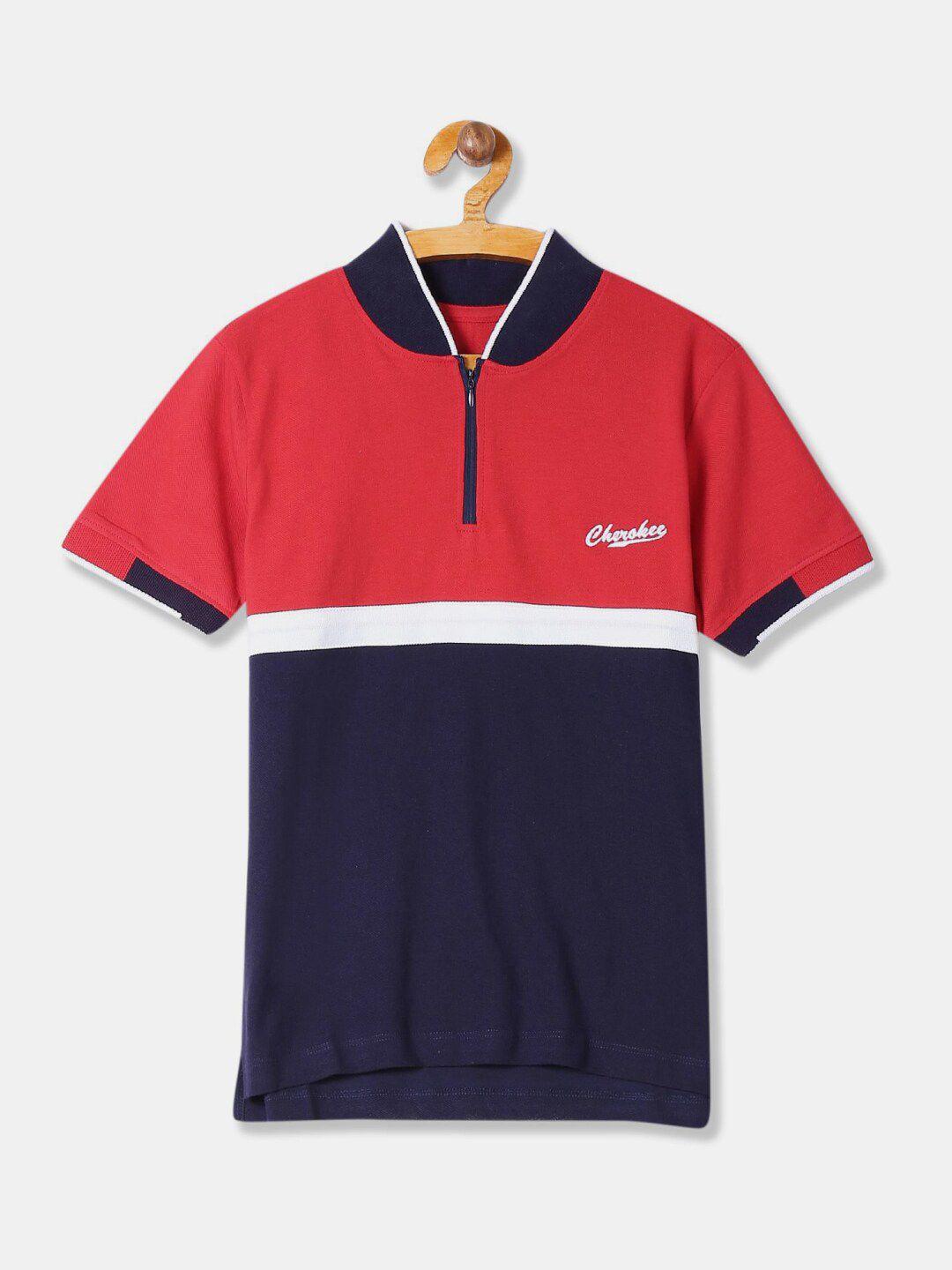 v-mart boys colourblocked polo collar cotton t-shirt