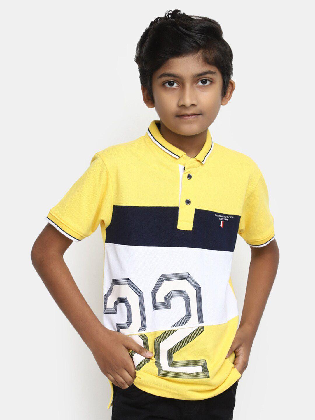 v-mart boys colourblocked polo collar cotton t-shirt