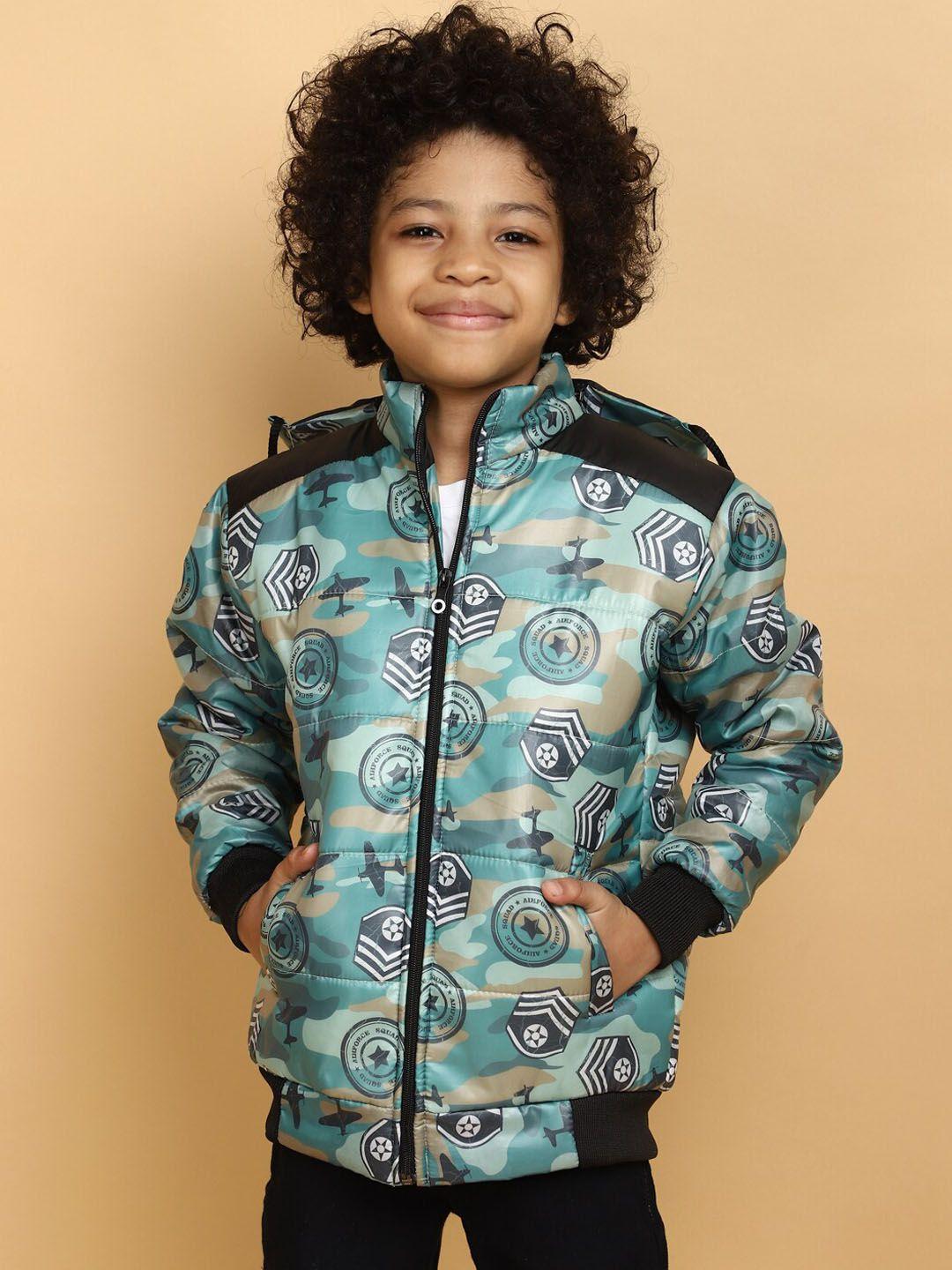 v-mart boys conversational printed hooded cotton jacket