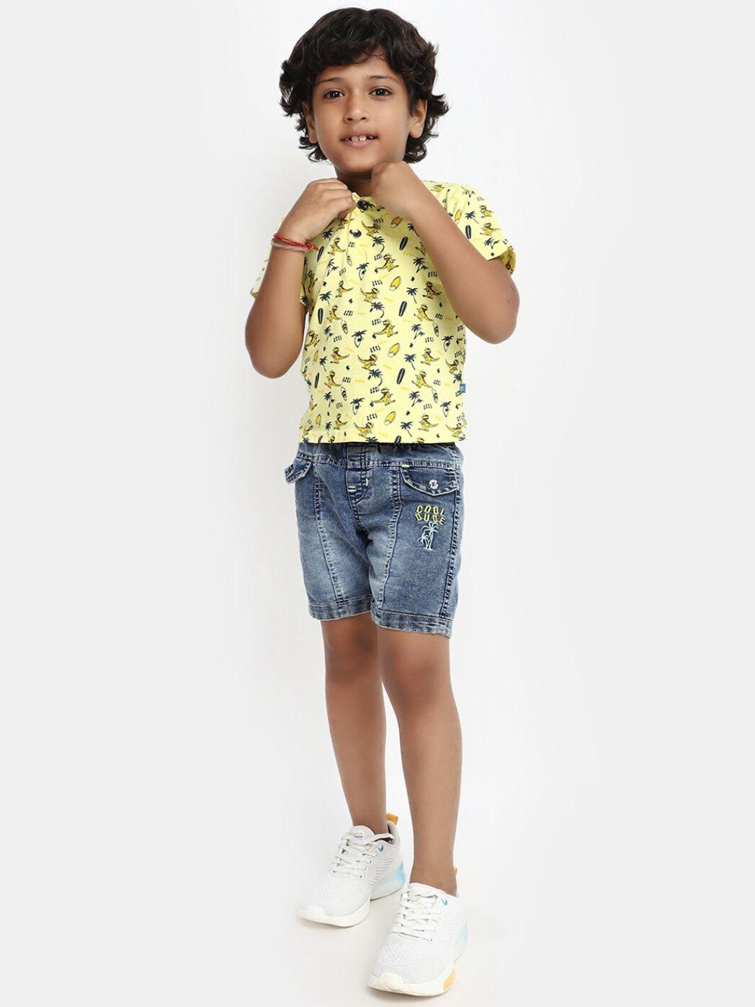 v-mart boys conversational printed pure cotton top with shorts