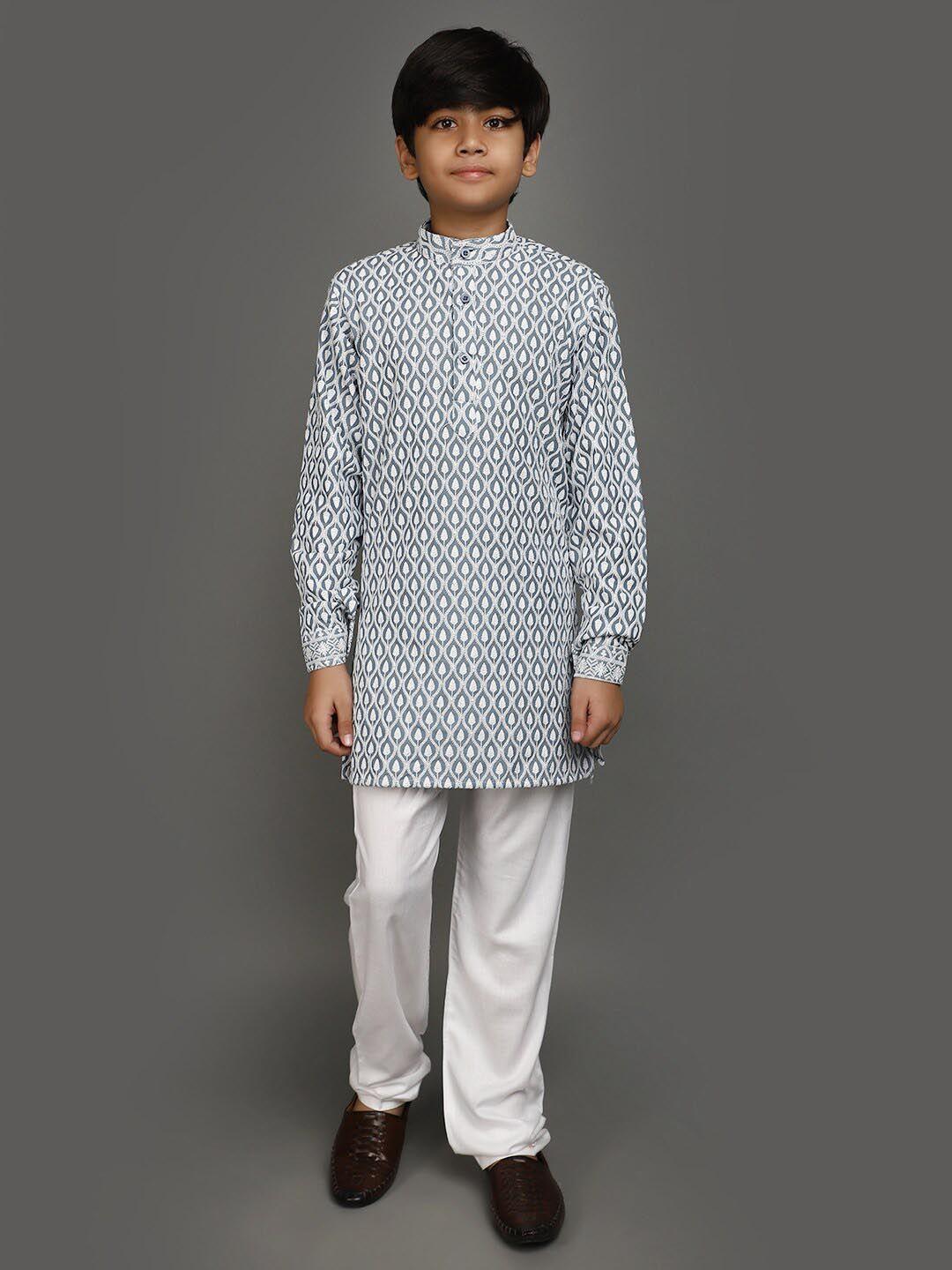 v-mart boys ethnic motifs embroidered kurta with pyjama