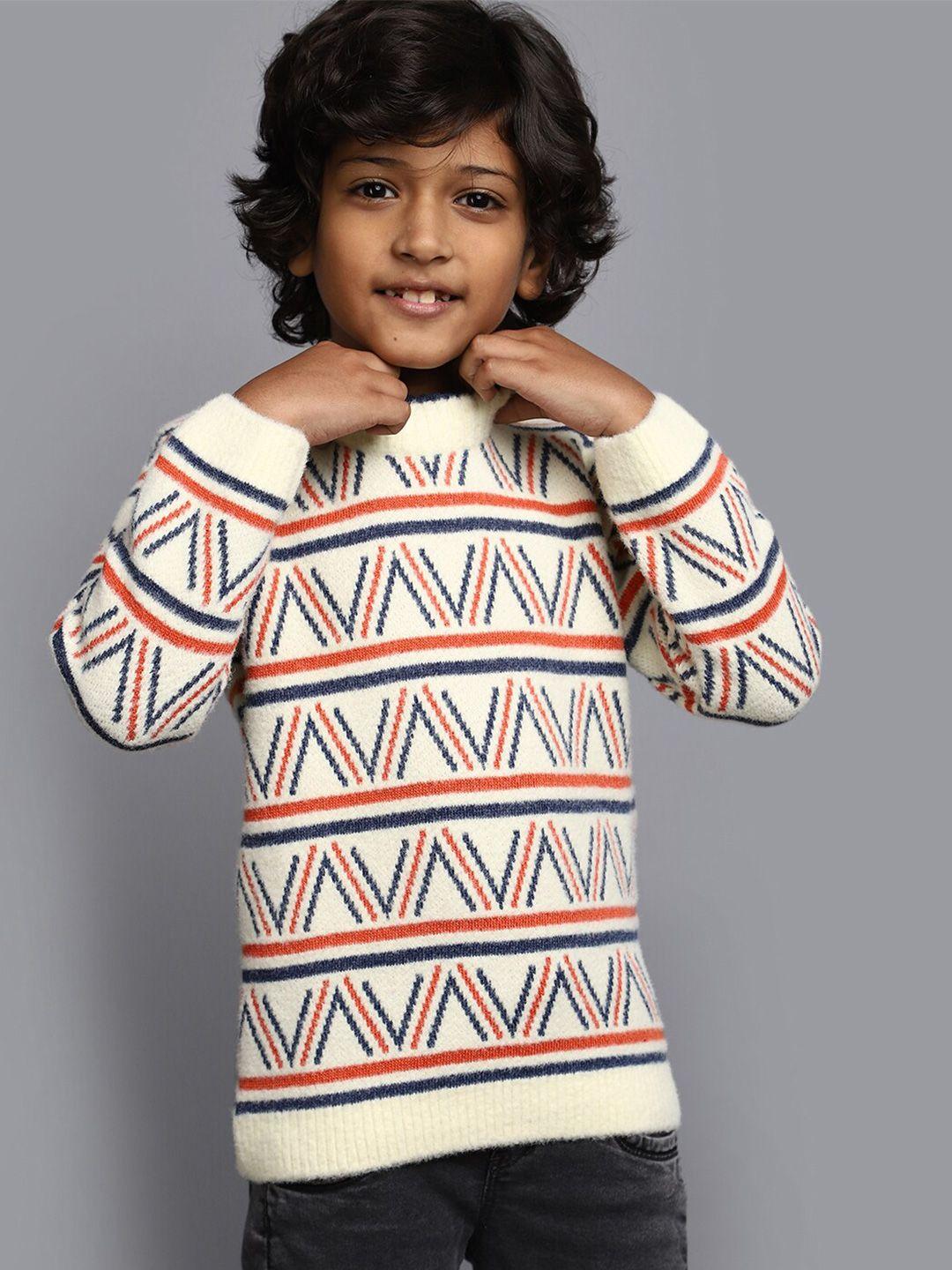 v-mart boys geometric printed long sleeves pullover sweater