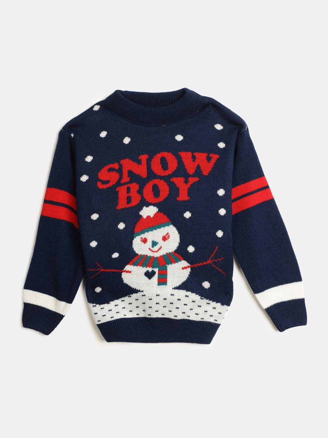 v-mart boys graphic snowman printed acrylic pullover