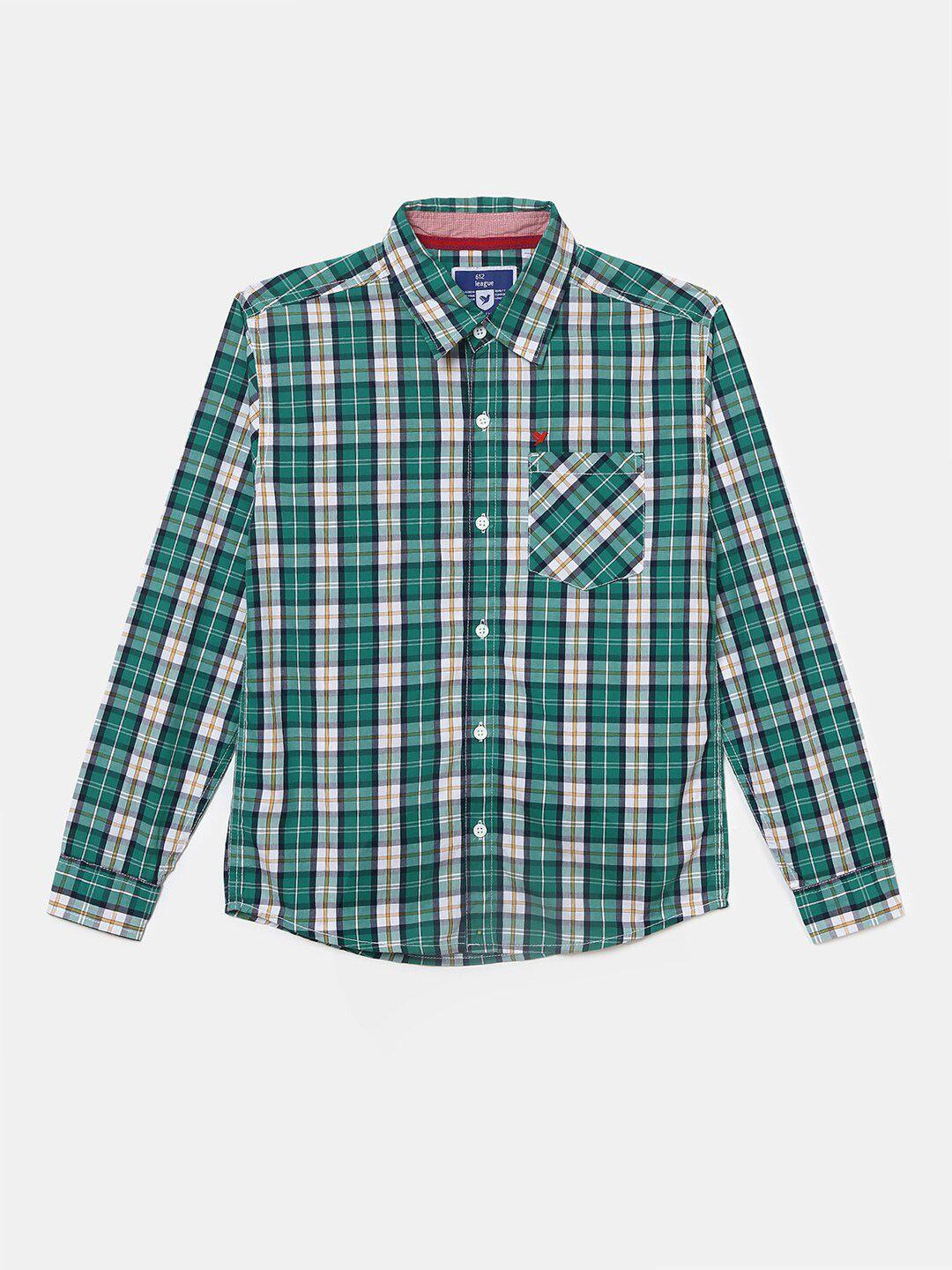 v-mart boys green tartan checks cotton casual shirt