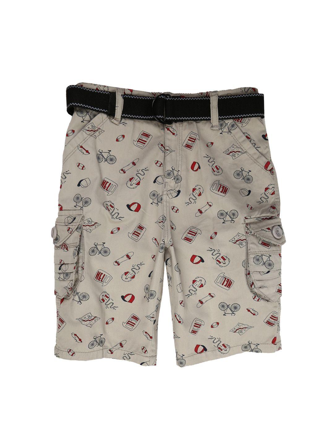 v-mart boys grey conversational printed cargo shorts