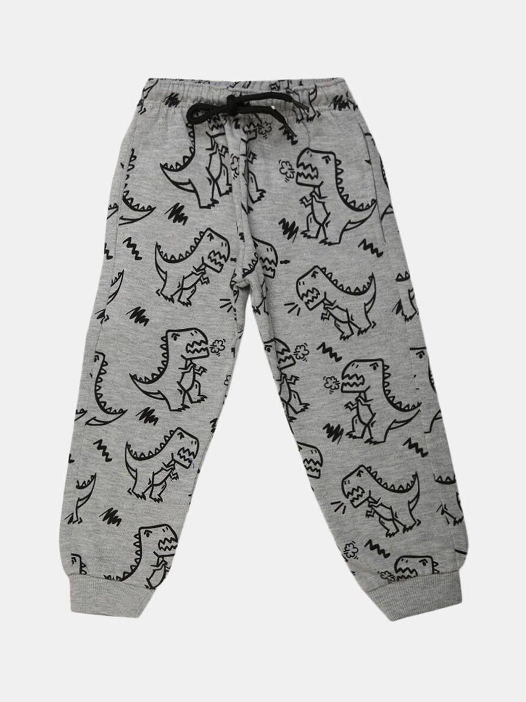 v-mart boys grey conversational printed cotton joggers