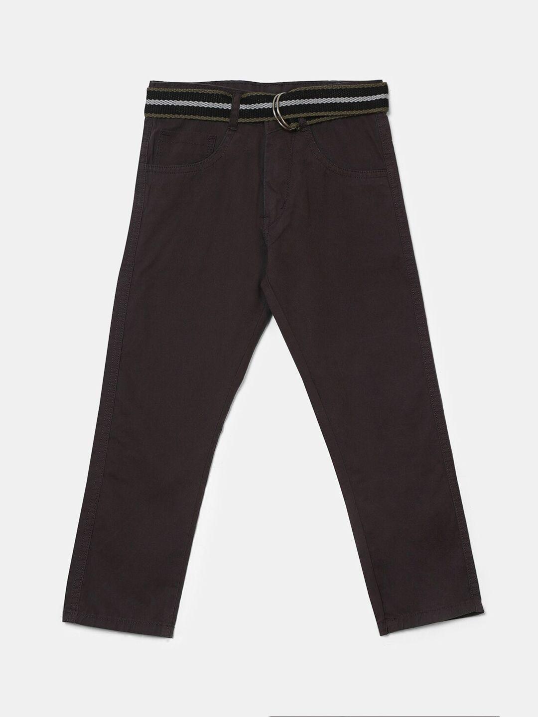 v-mart boys grey solid classic twill trousers