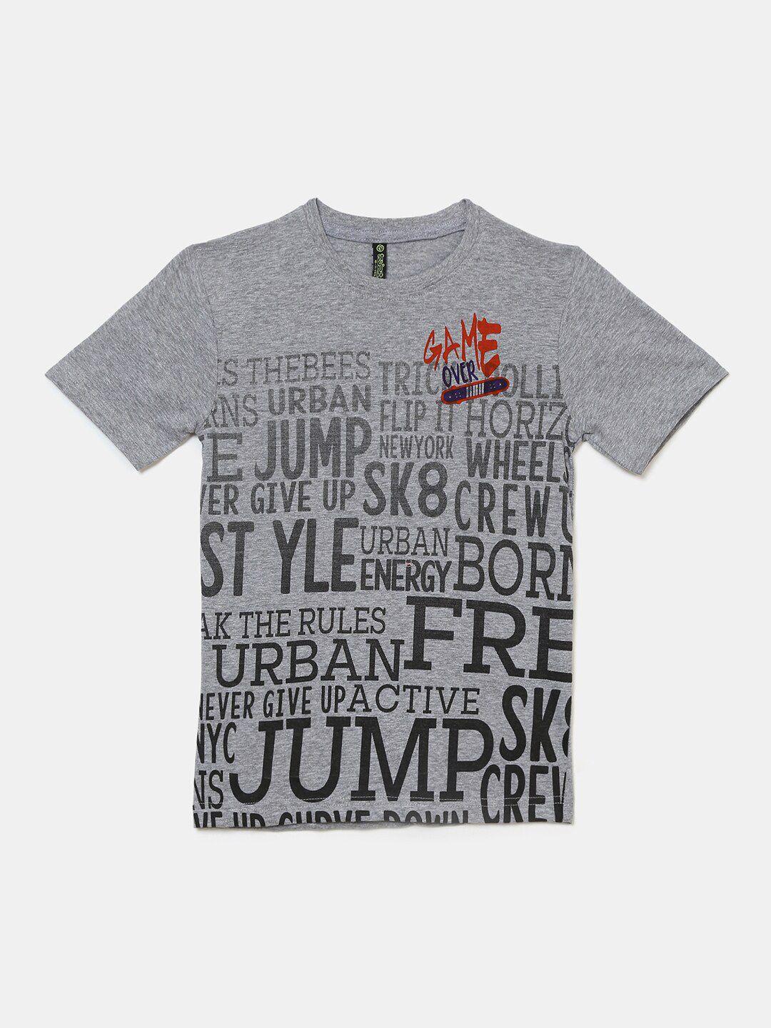 v-mart boys grey typography printed t-shirt