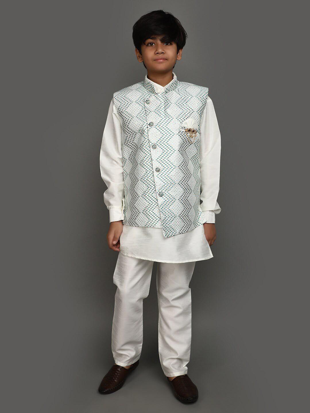 v-mart boys mandarin collar straight kurta with pyjama & jacket