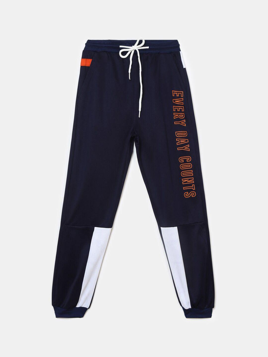 v-mart boys navy-blue & white color-blocked lounge joggers