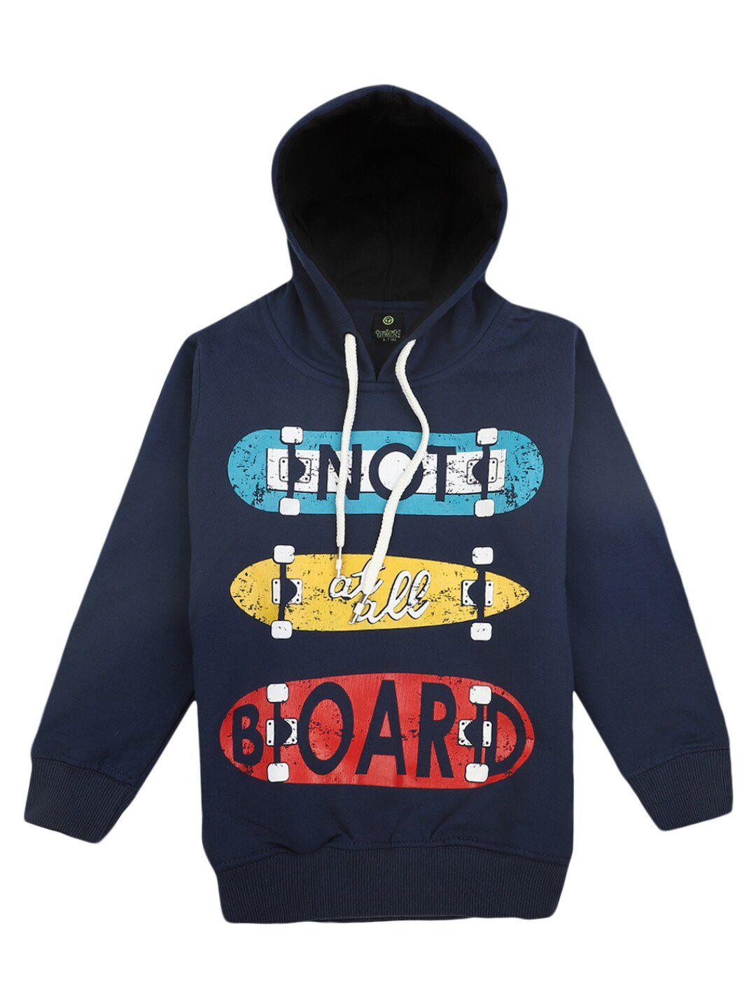 v-mart boys navy blue typography printed applique t-shirt