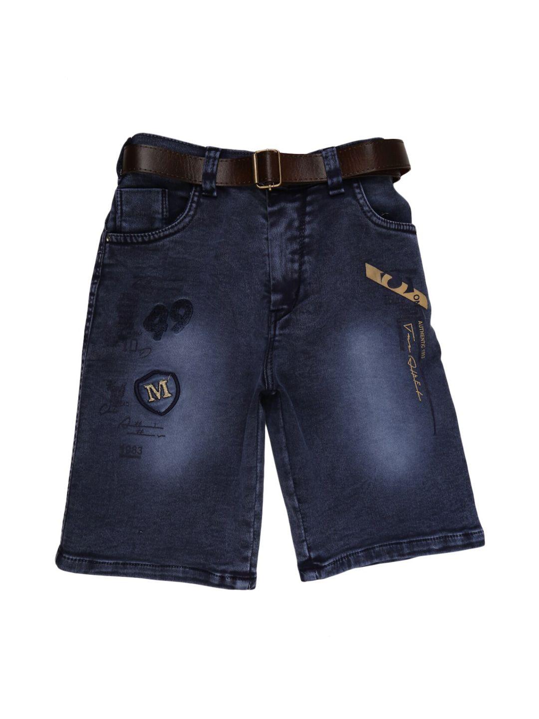v-mart boys navy blue washed denim outdoor denim shorts