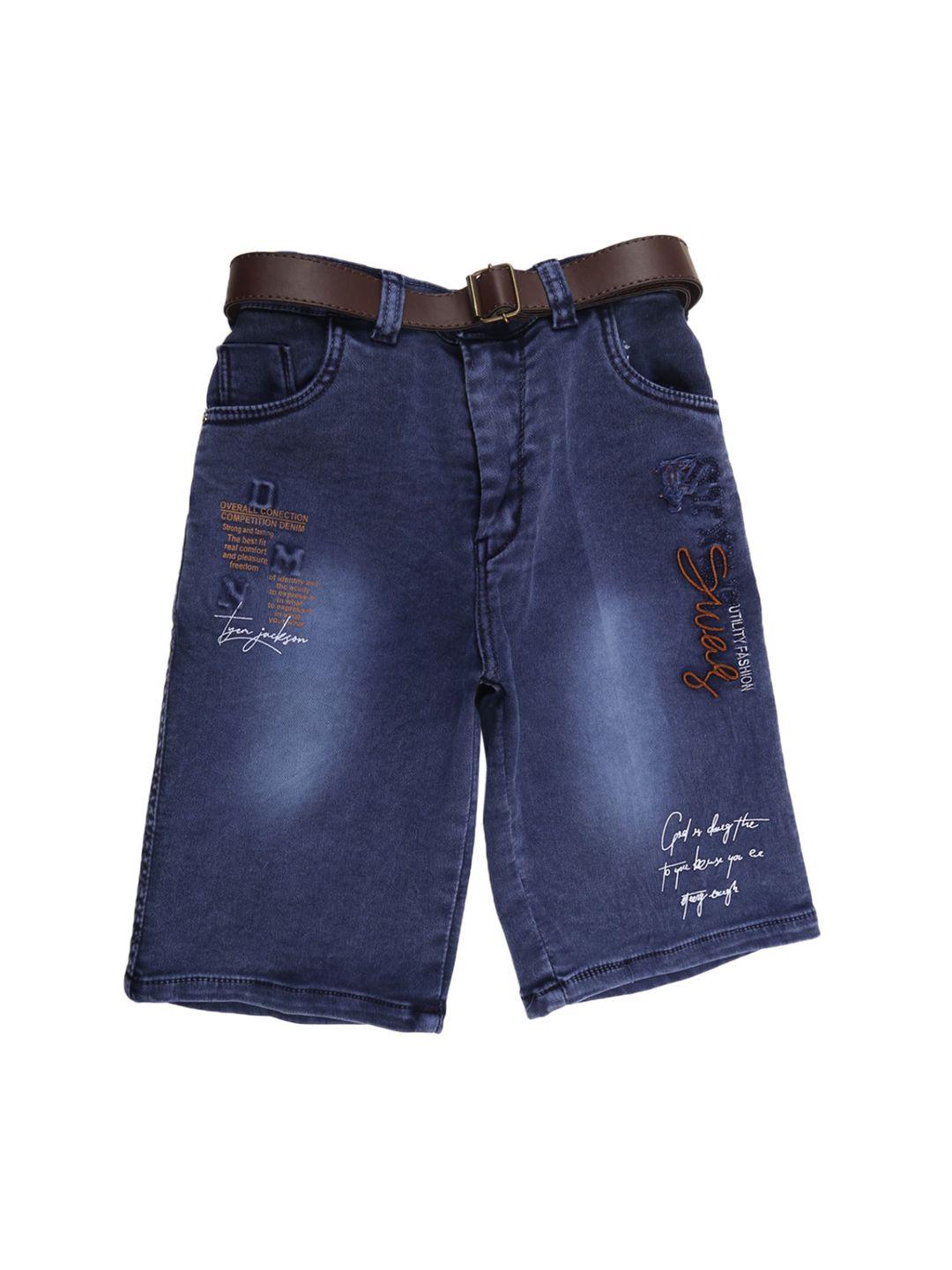 v-mart boys navy blue washed denim shorts