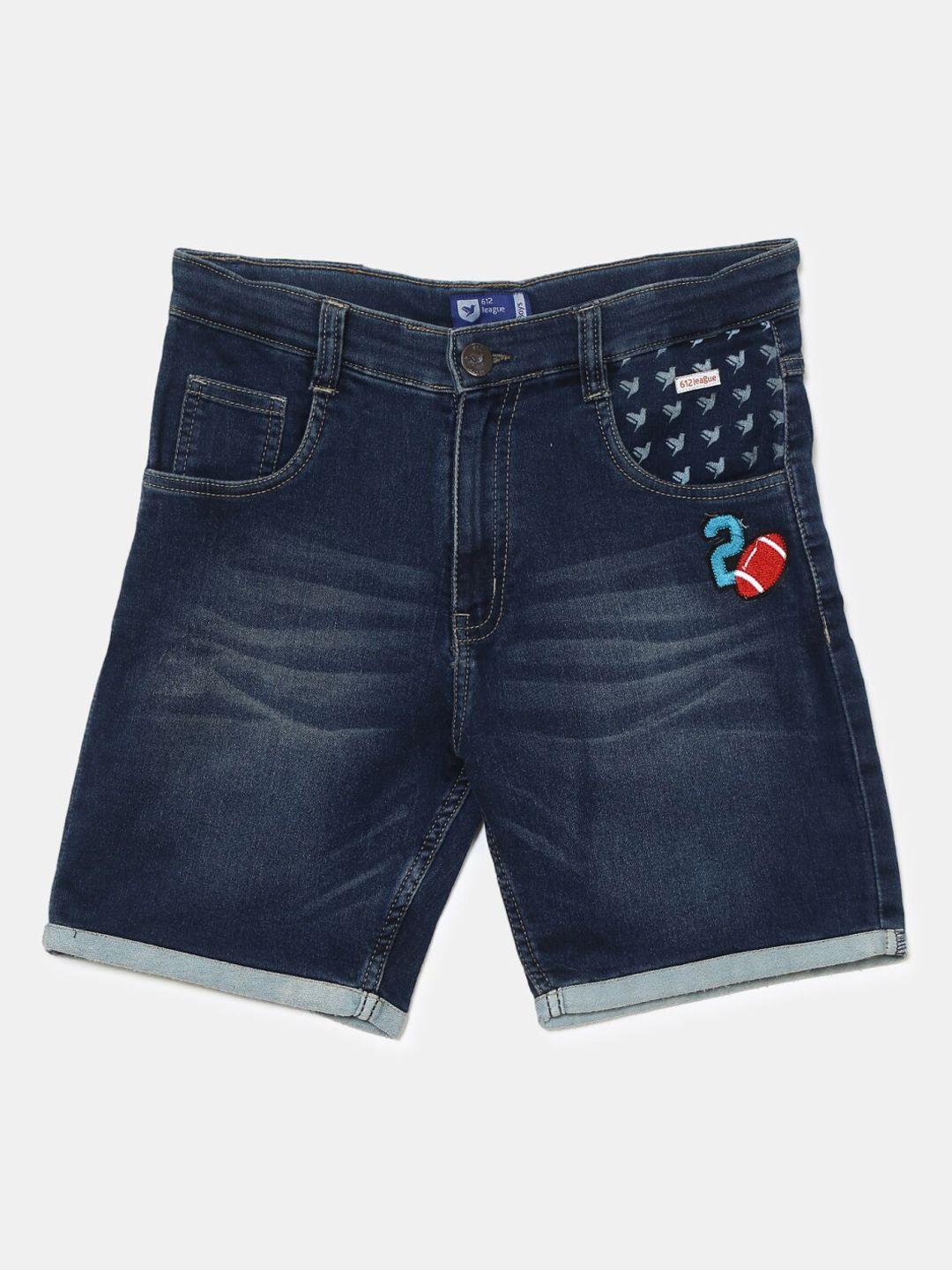 v-mart boys navy blue washed washed outdoor denim shorts