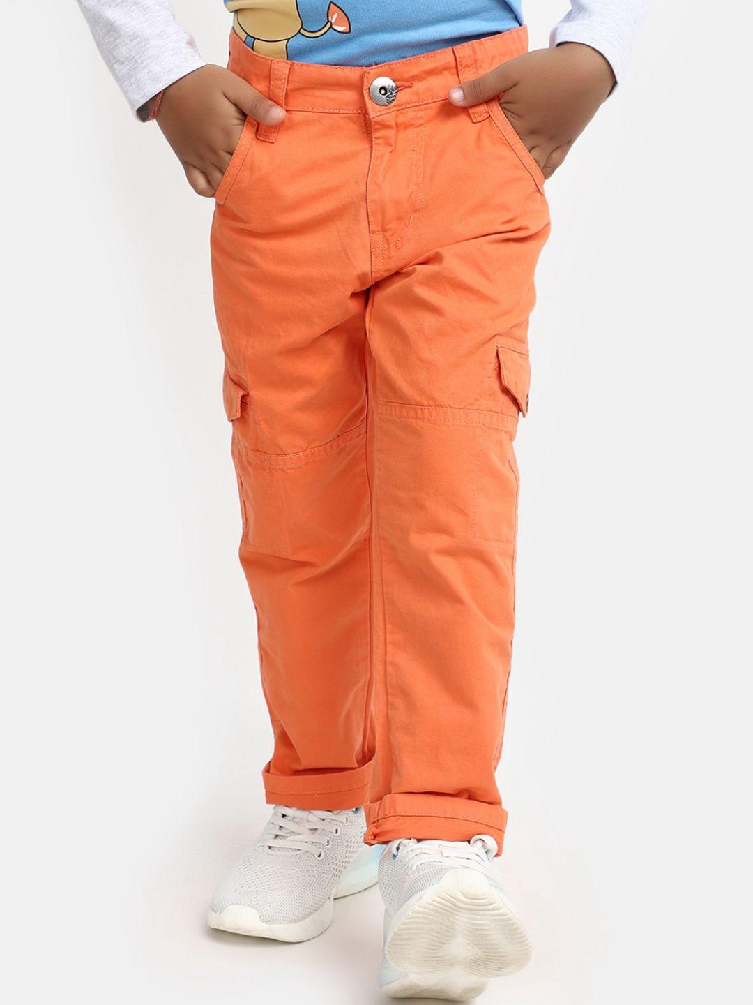 v-mart boys orange mid-rise cargos trousers