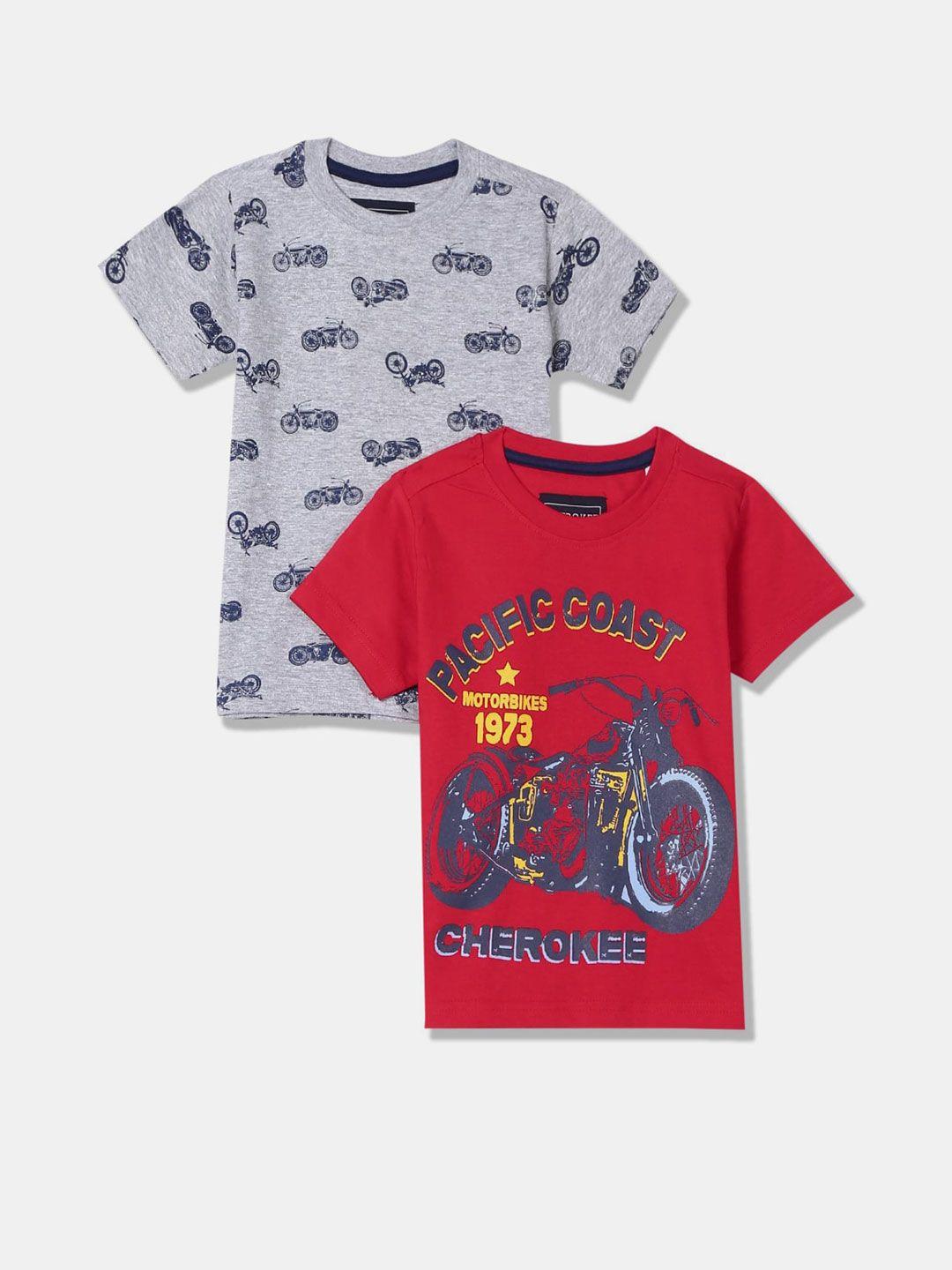 v-mart boys pack of 2 graphic printed cotton t-shirt