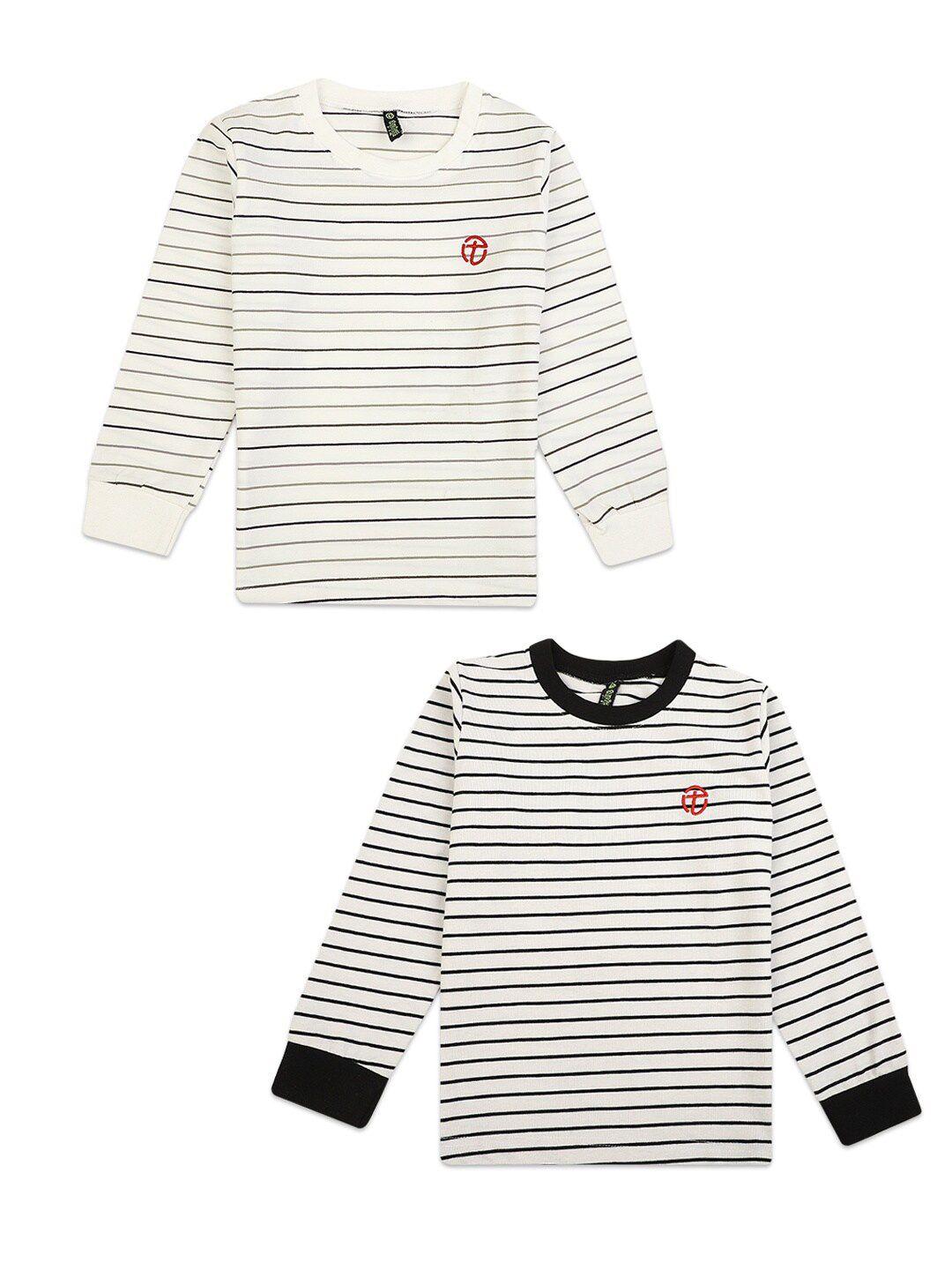 v-mart boys pack of 2 grey & black striped t-shirts