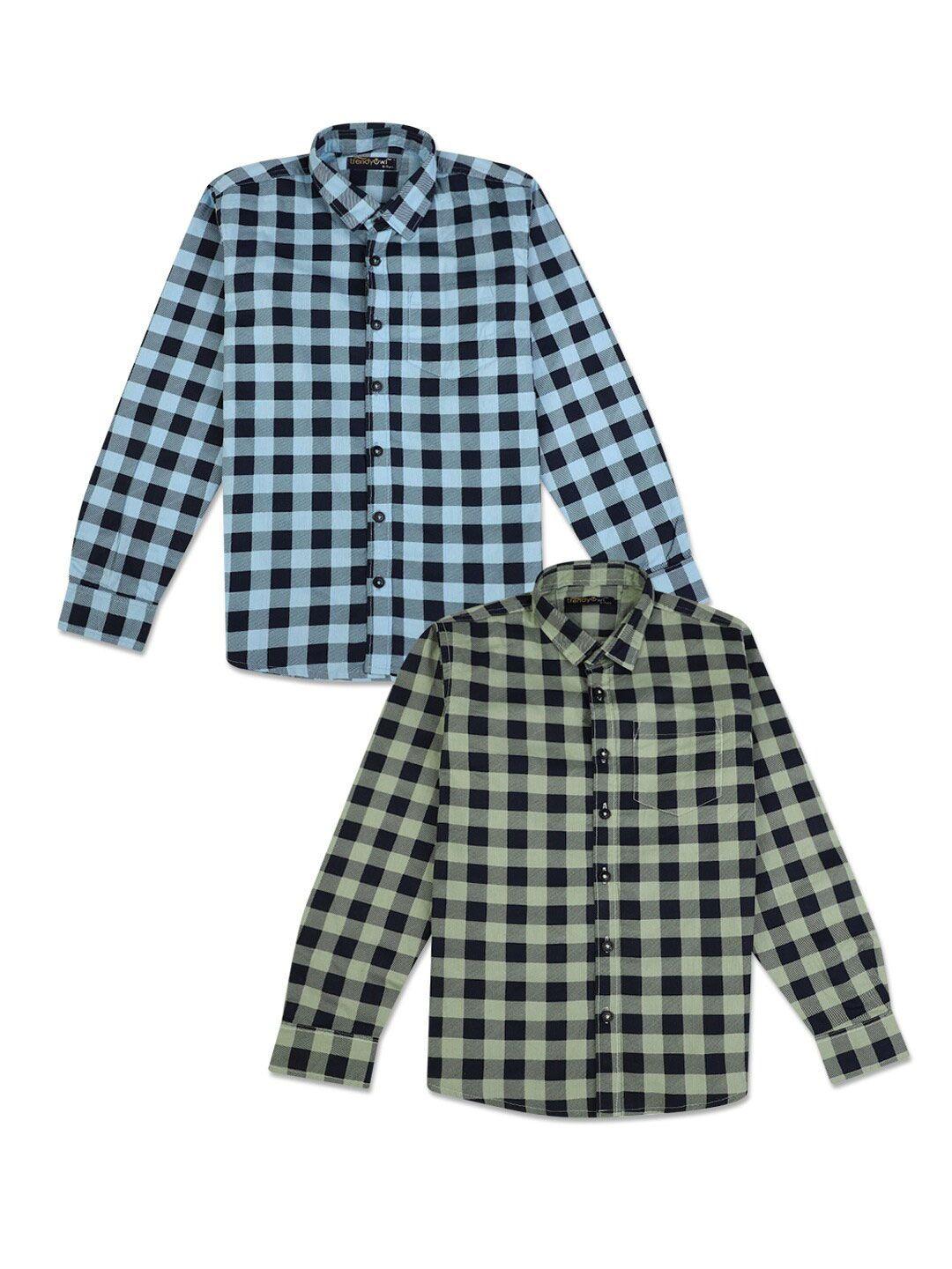 v-mart boys pack of 2 standard gingham checked casual shirt