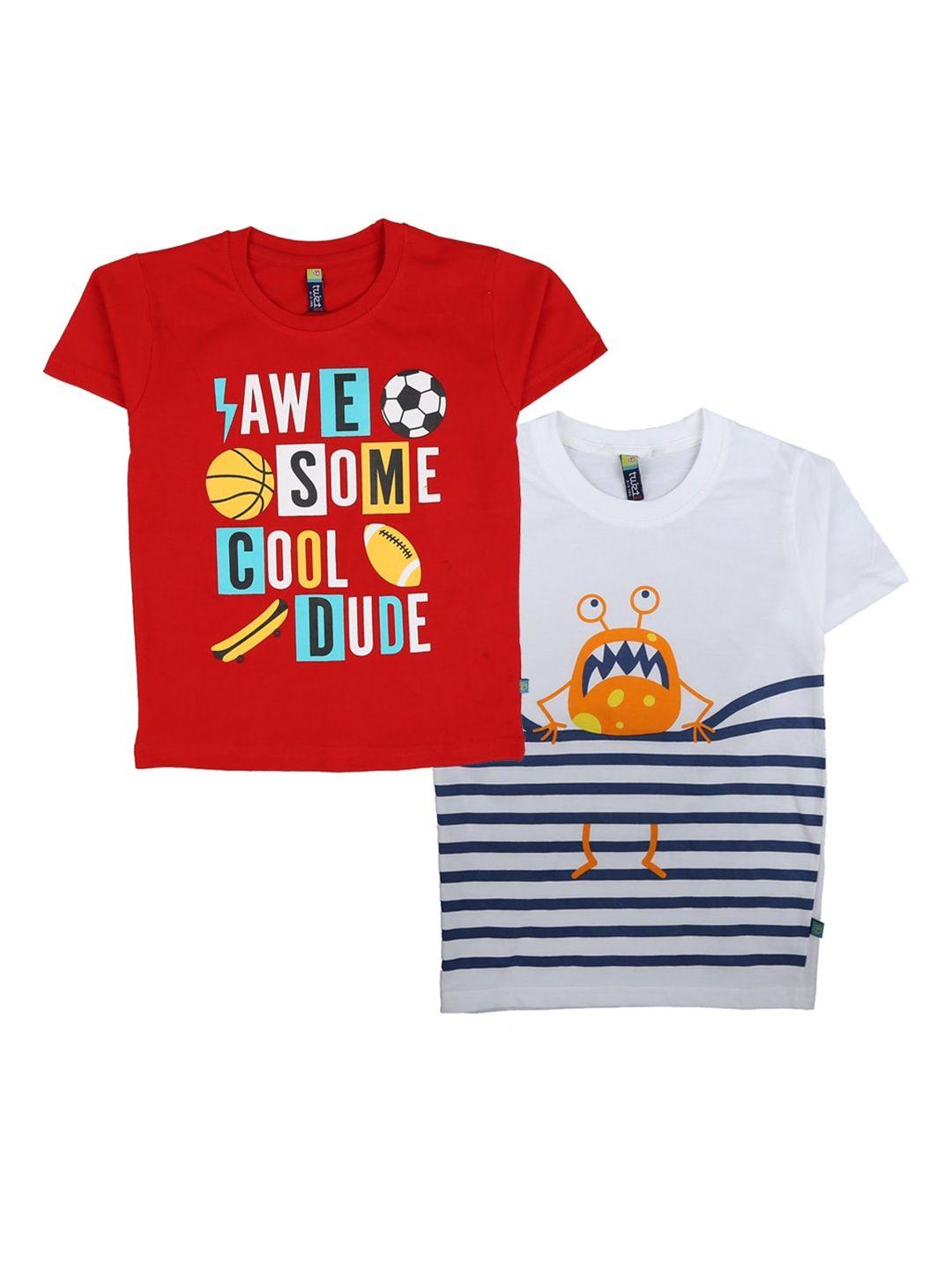 v-mart boys pack of 2 typography printed cotton t shirts