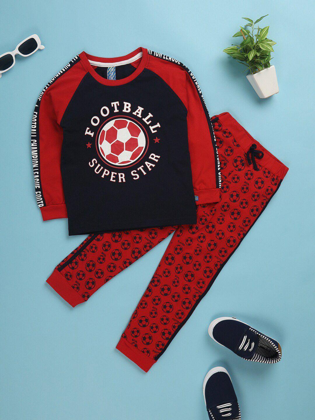 v-mart boys printed pure cotton sweatshirt with joggers