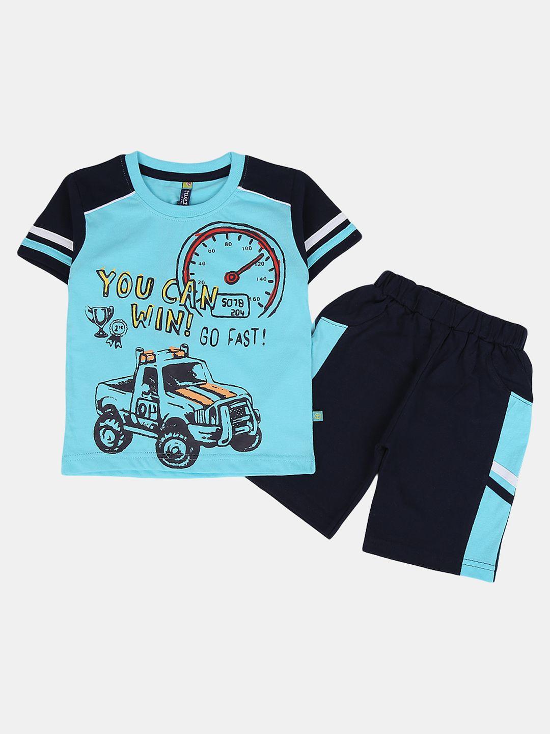 v-mart boys printed pure cotton t-shirt with shorts