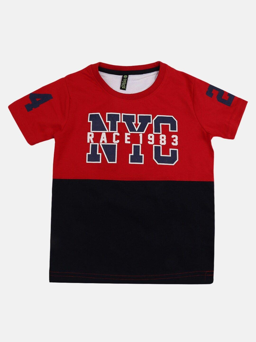 v-mart boys red & black typography printed t-shirt