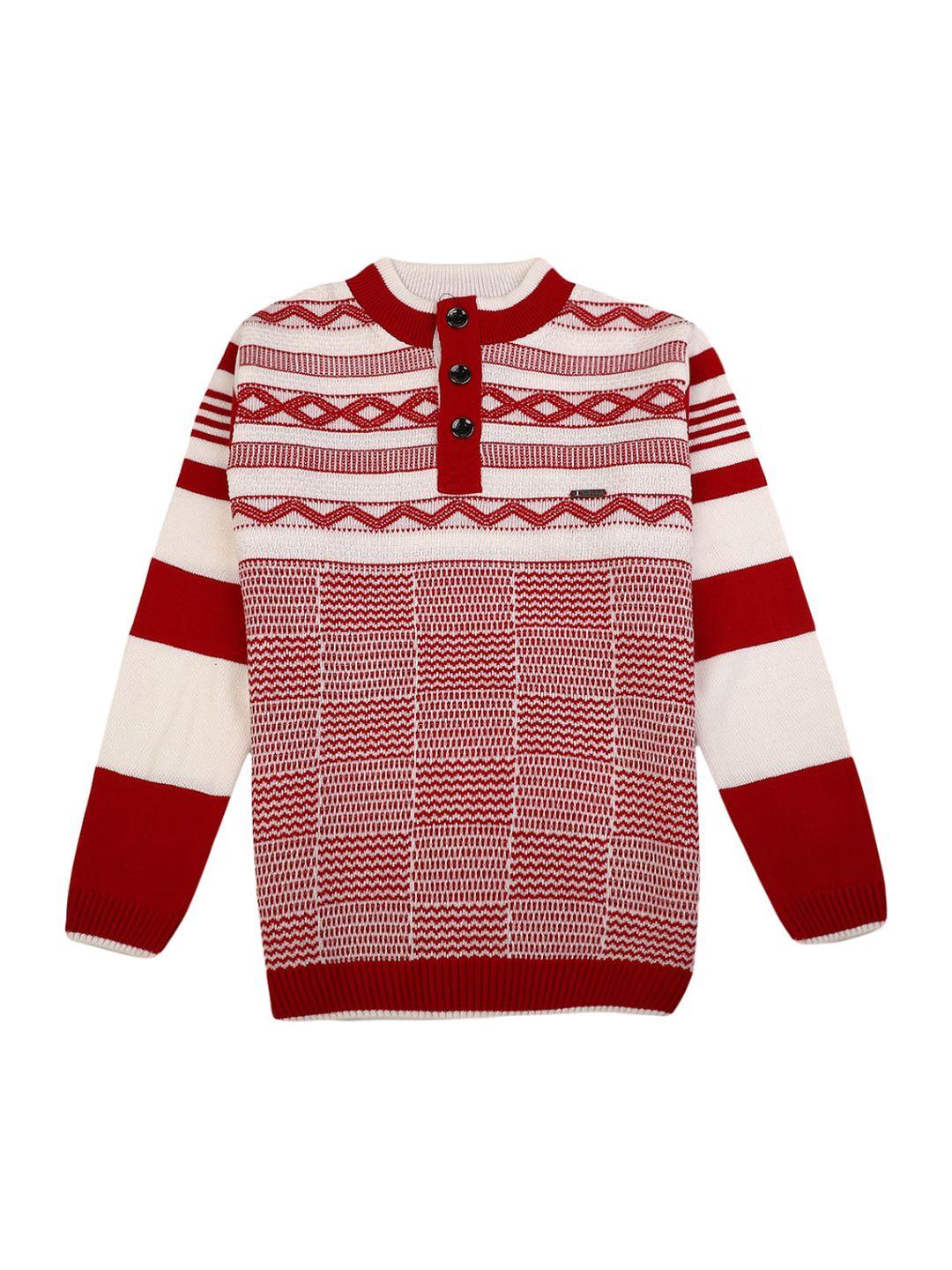 v-mart boys red & white geometric printed acrylic pullover sweatshirt
