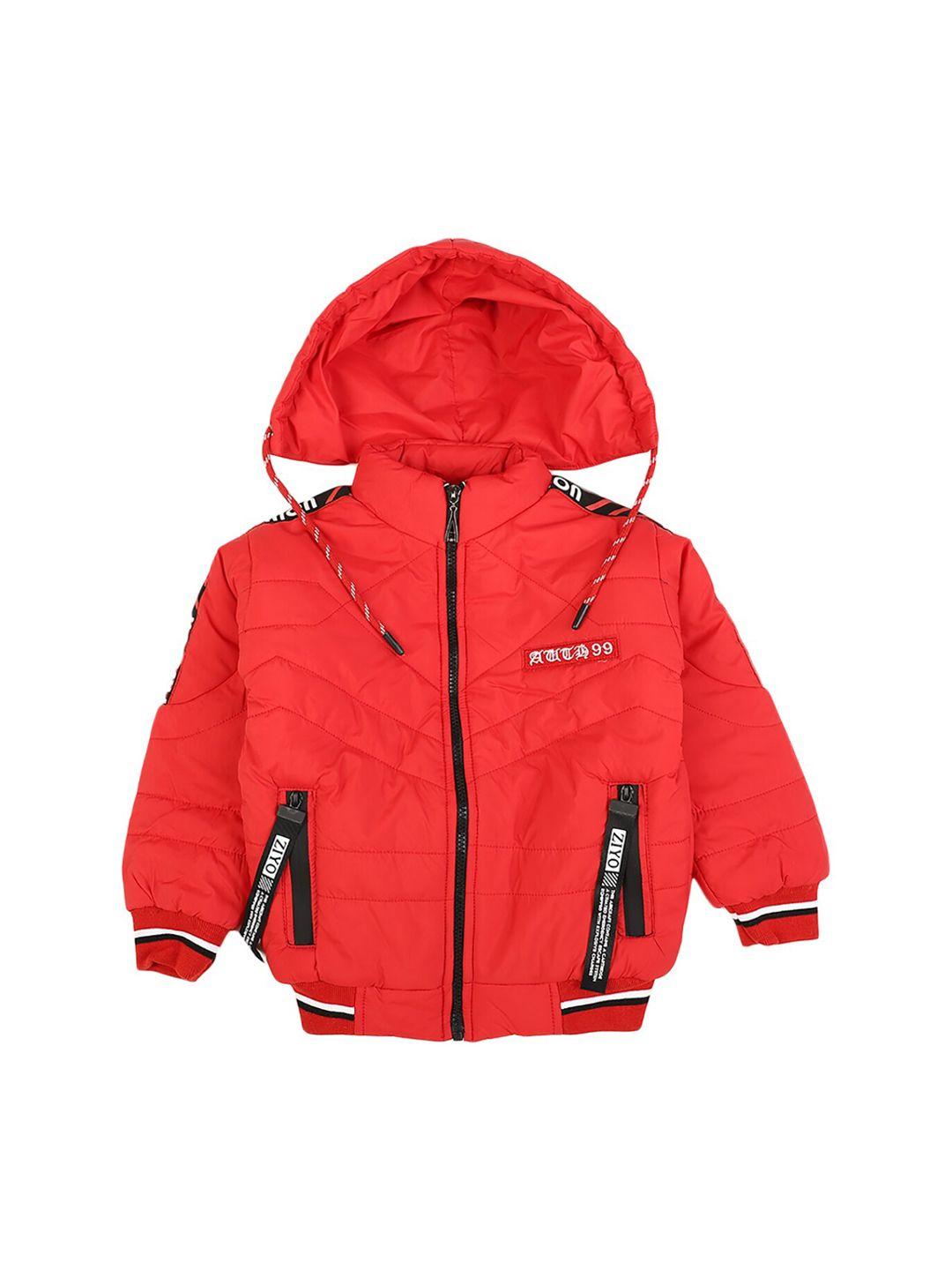 v-mart boys red lightweight quilted hooded jacket