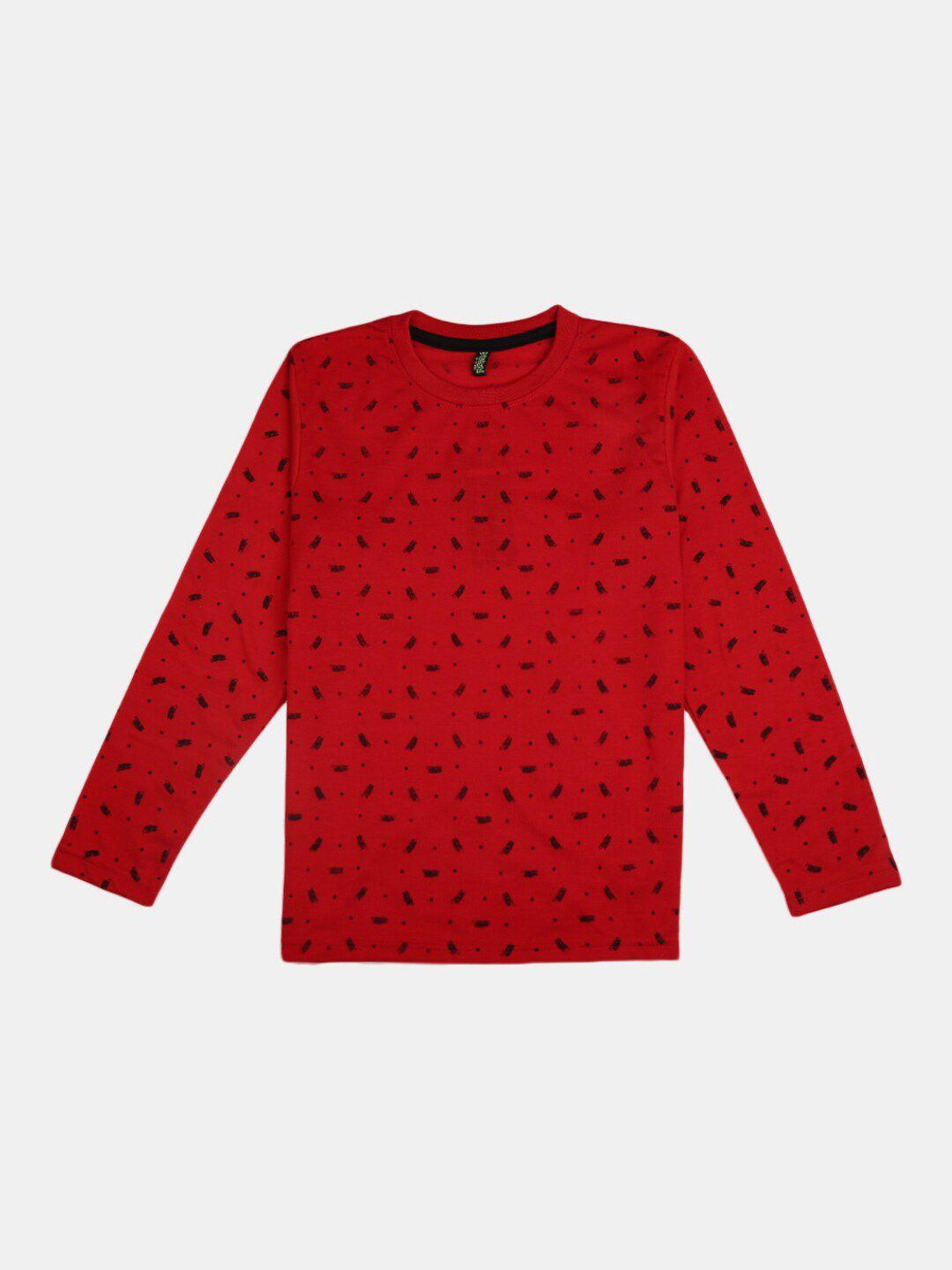 v-mart boys red printed cotton t-shirt