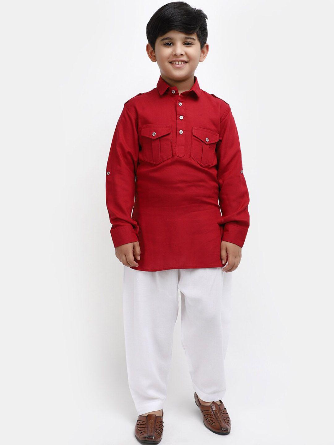v-mart boys shirt collar pure cotton pathani kurta with salwar