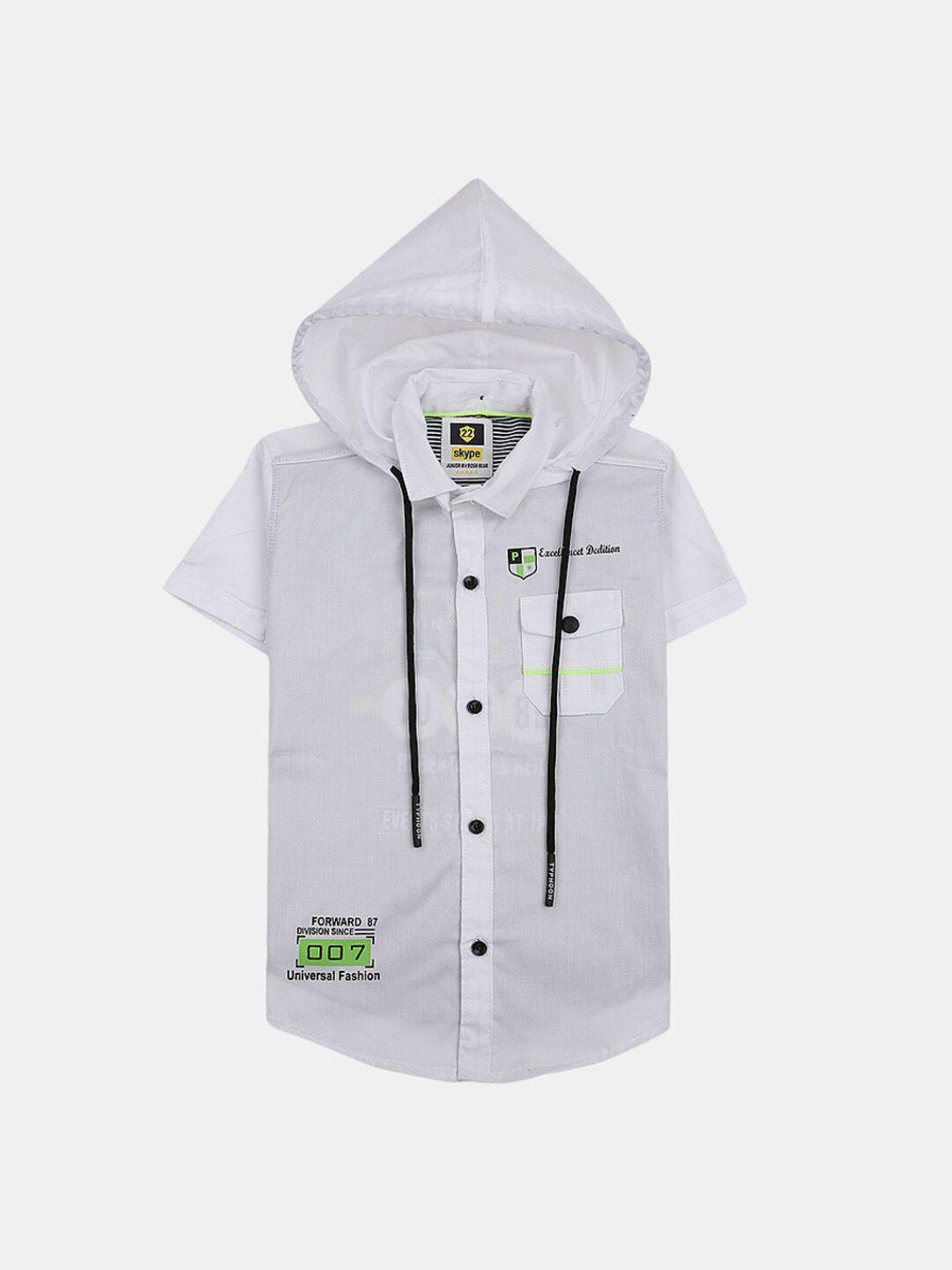 v-mart boys spread collar hooded cotton casual shirt