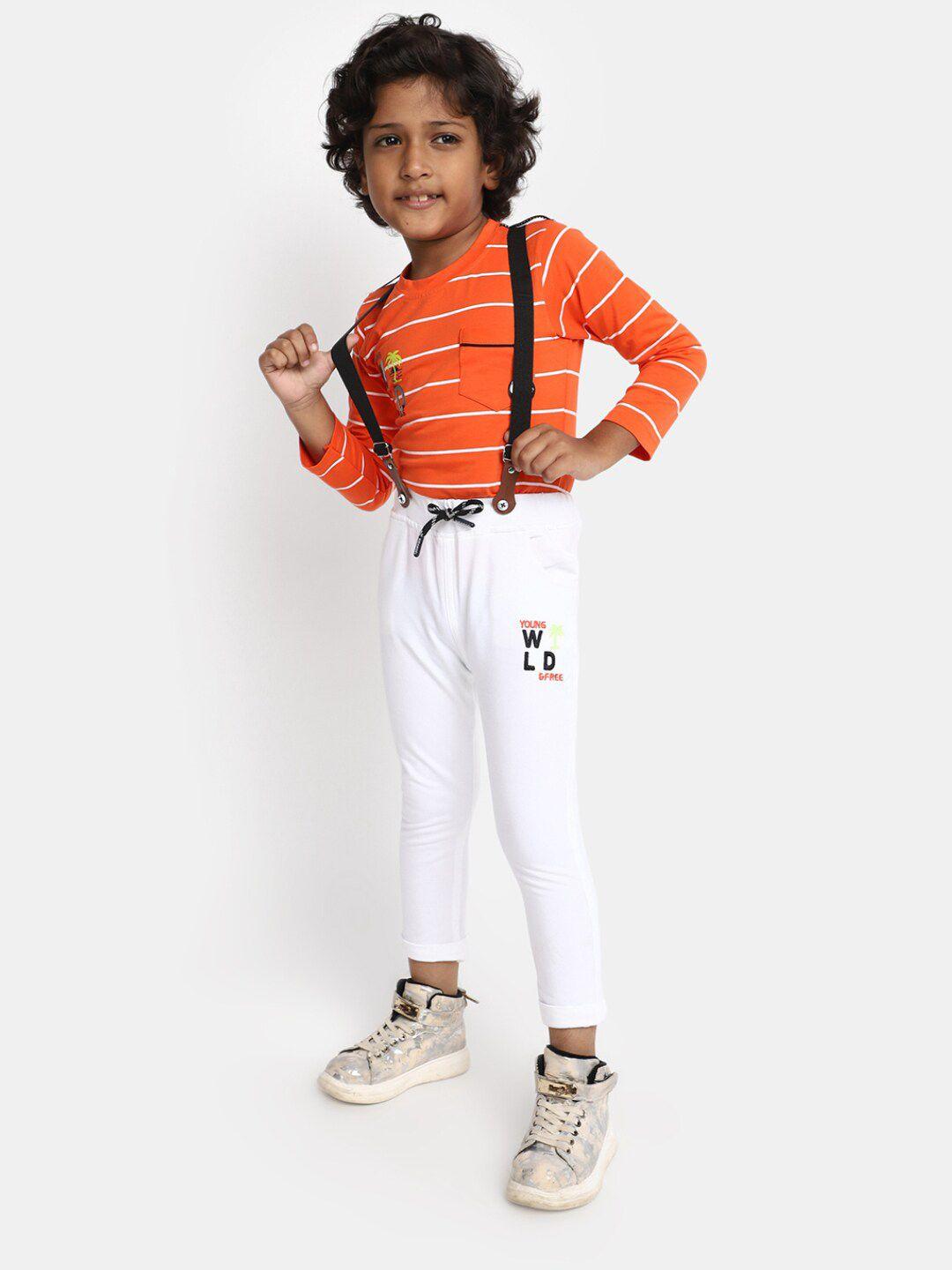 v-mart boys striped pure cotton t-shirt & trousers