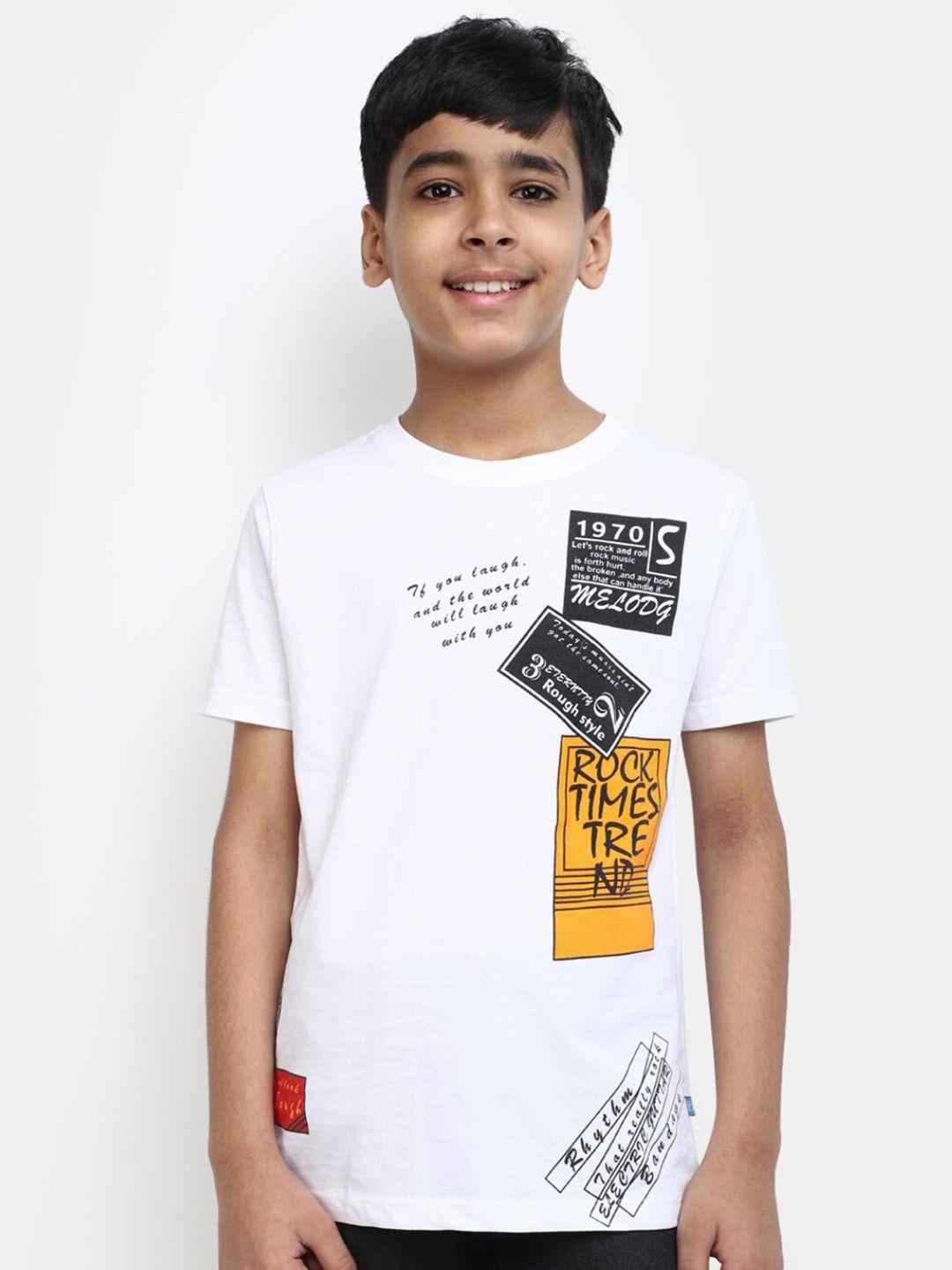 v-mart boys typography printed cotton t-shirt