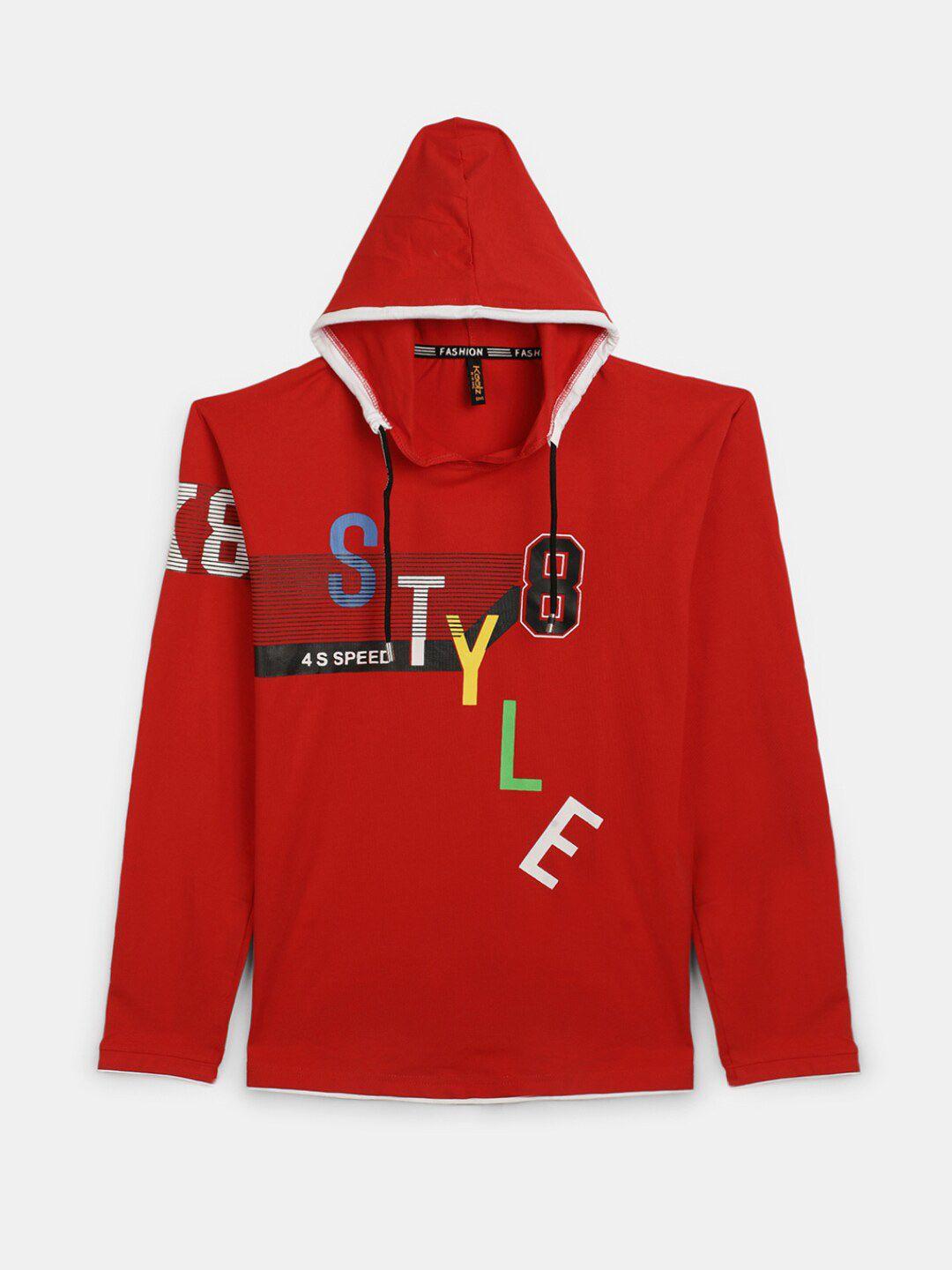 v-mart boys typography printed hooded long sleeves cotton t-shirt