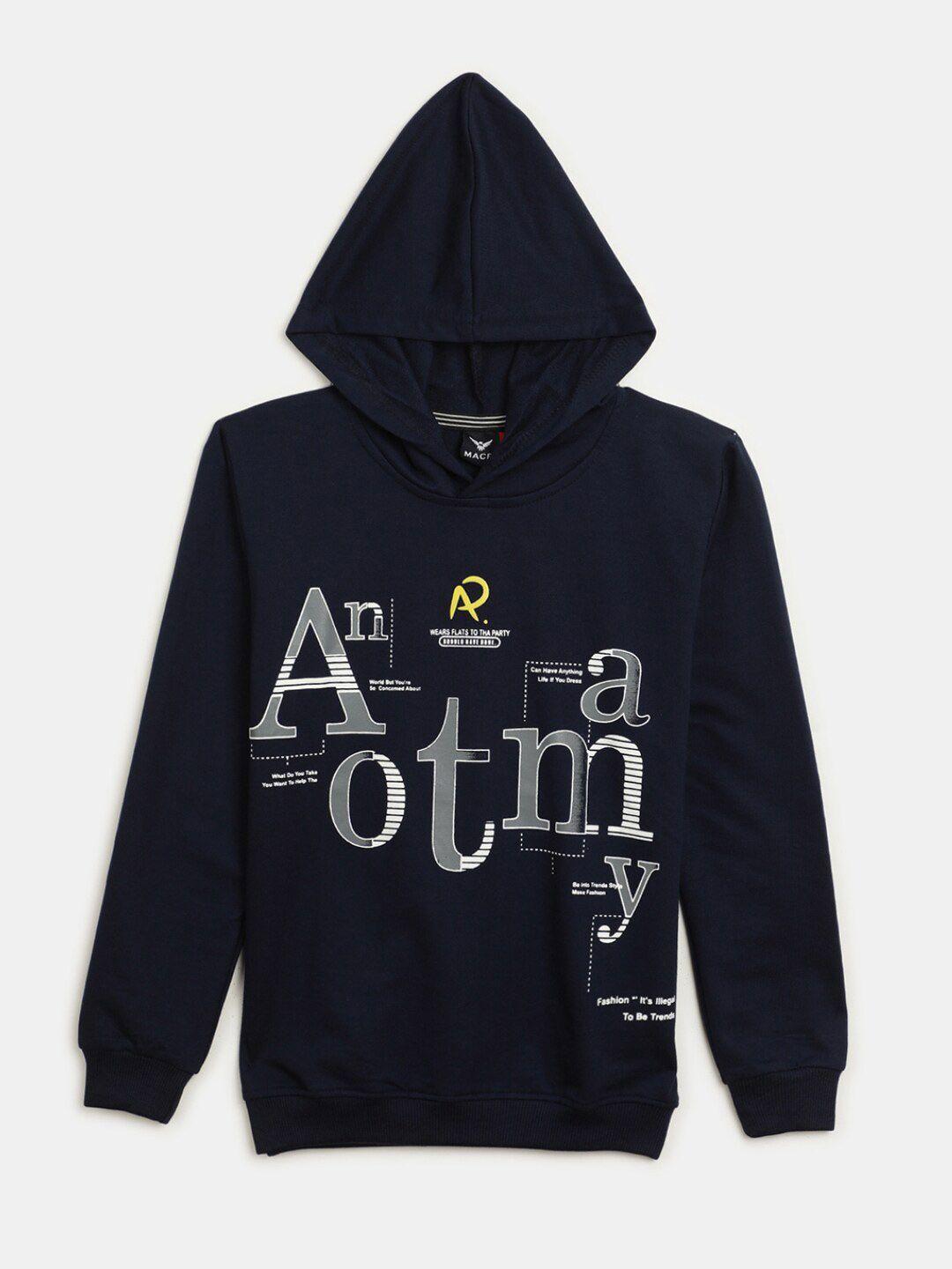 v-mart boys typography printed hooded t-shirt