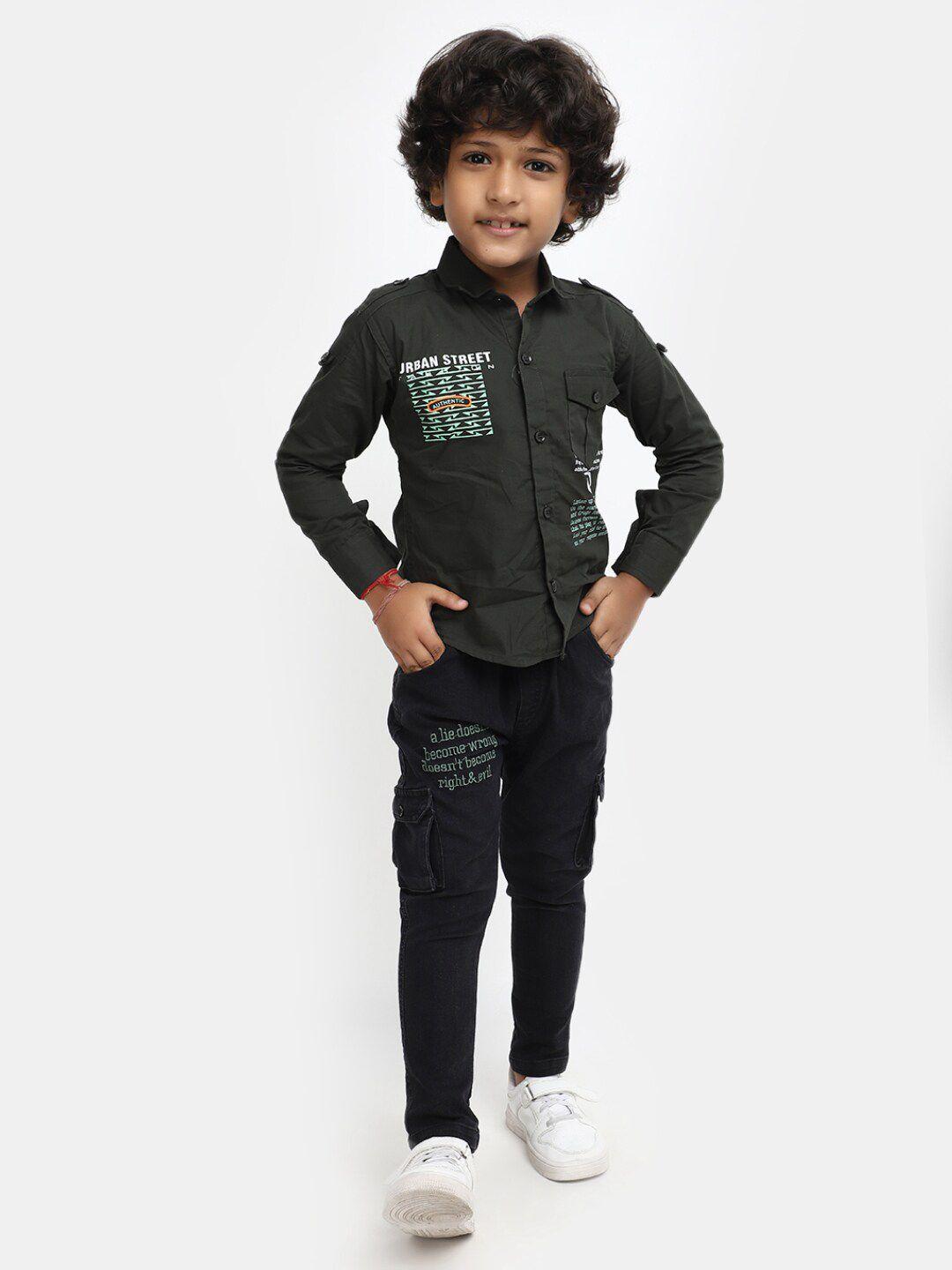 v-mart boys typography printed shirt with trousers