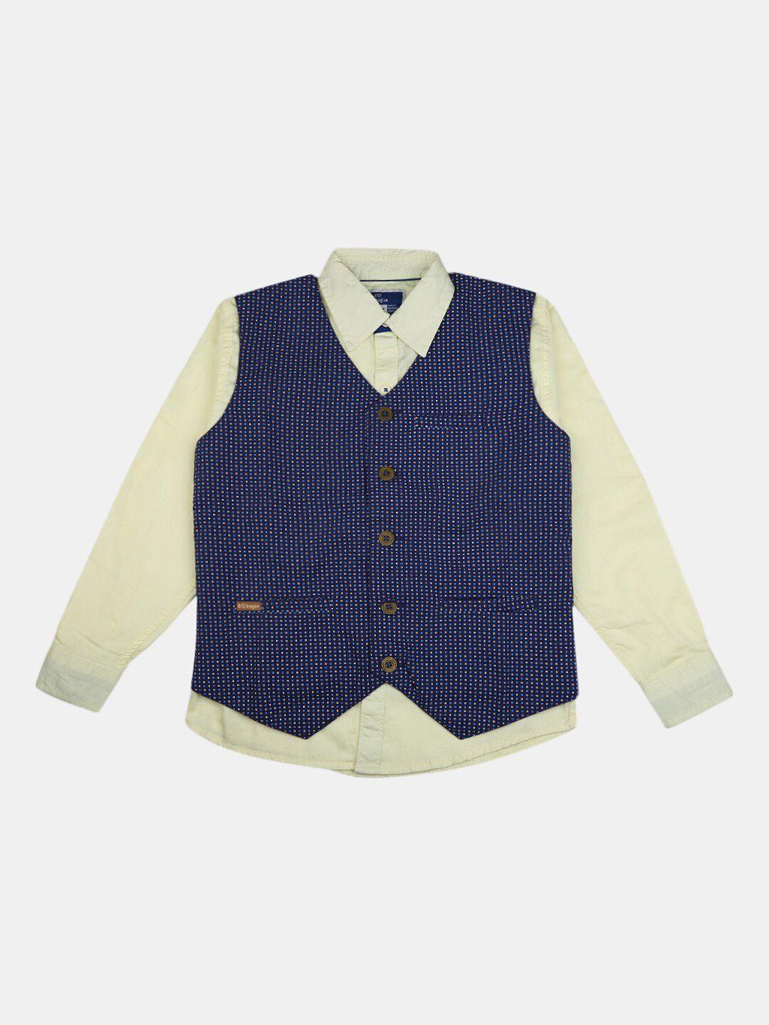 v-mart boys yellow casual shirt with waistcoat