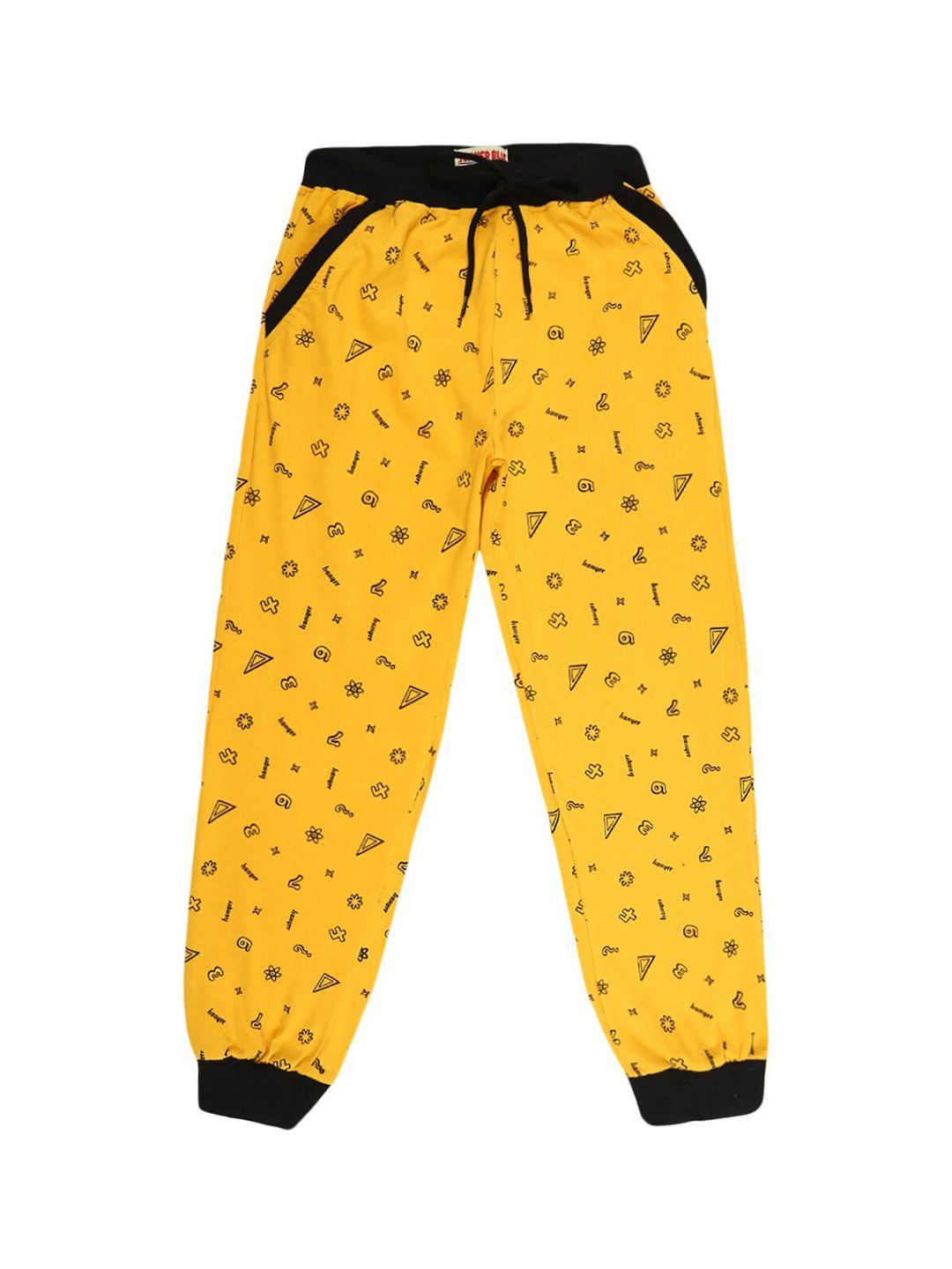 v-mart boys yellow printed cotton joggers