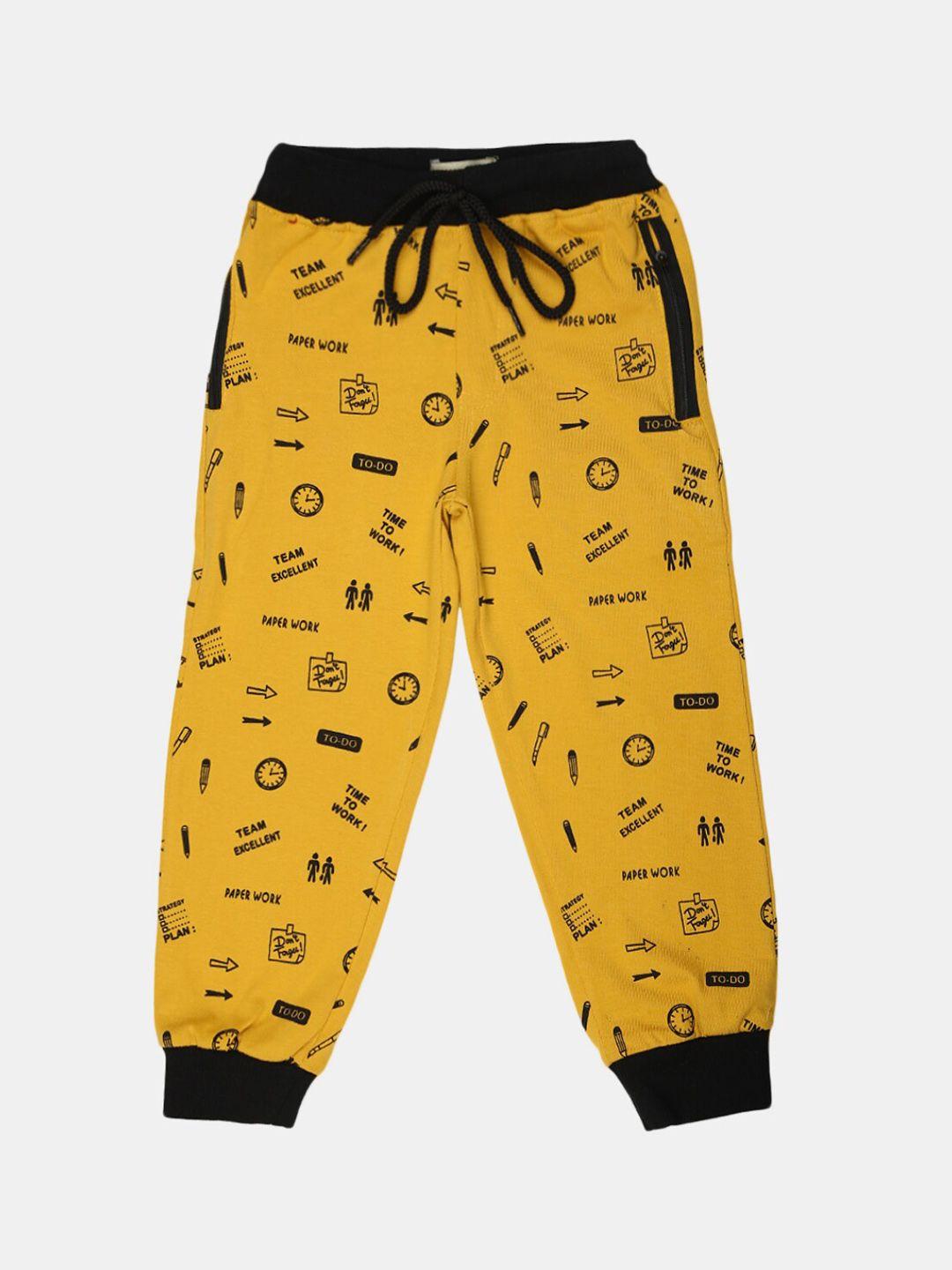 v-mart boys yellow printed cotton pyjamas