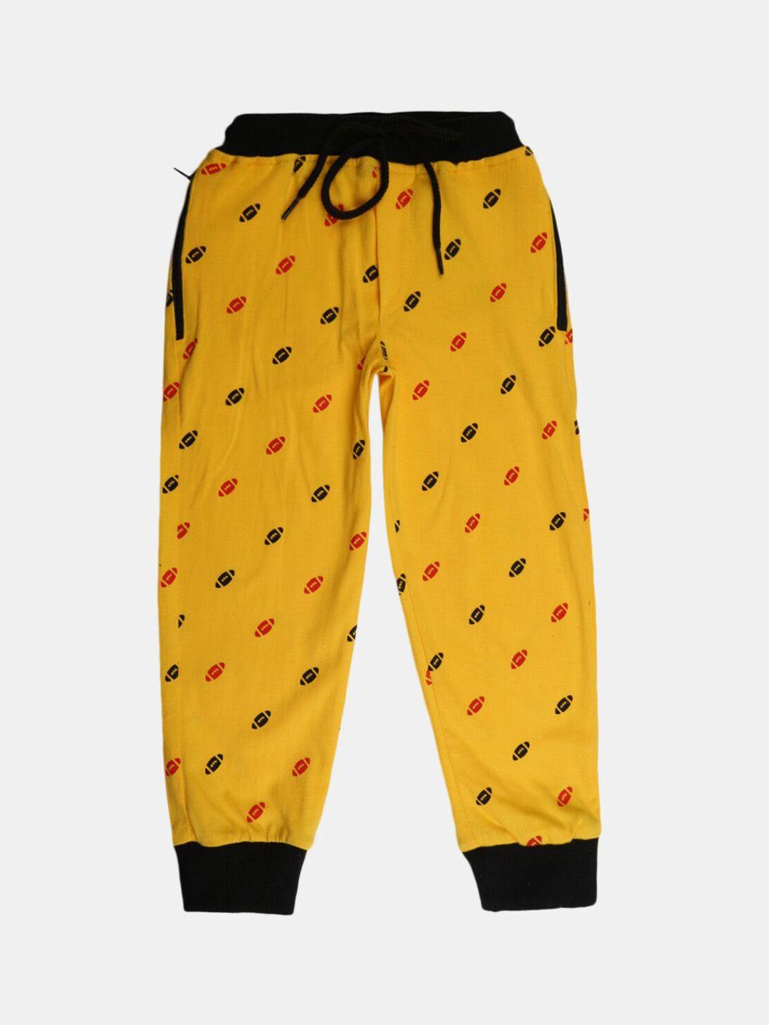 v-mart boys yellow printed cotton single jersey cotton lounge joggers