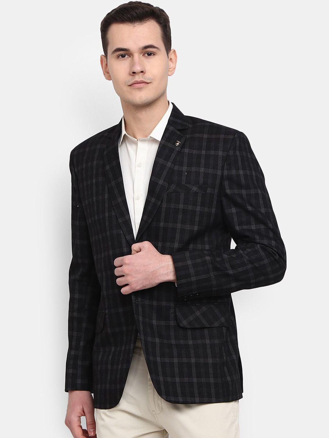 v-mart checked cotton single-breasted casual blazers