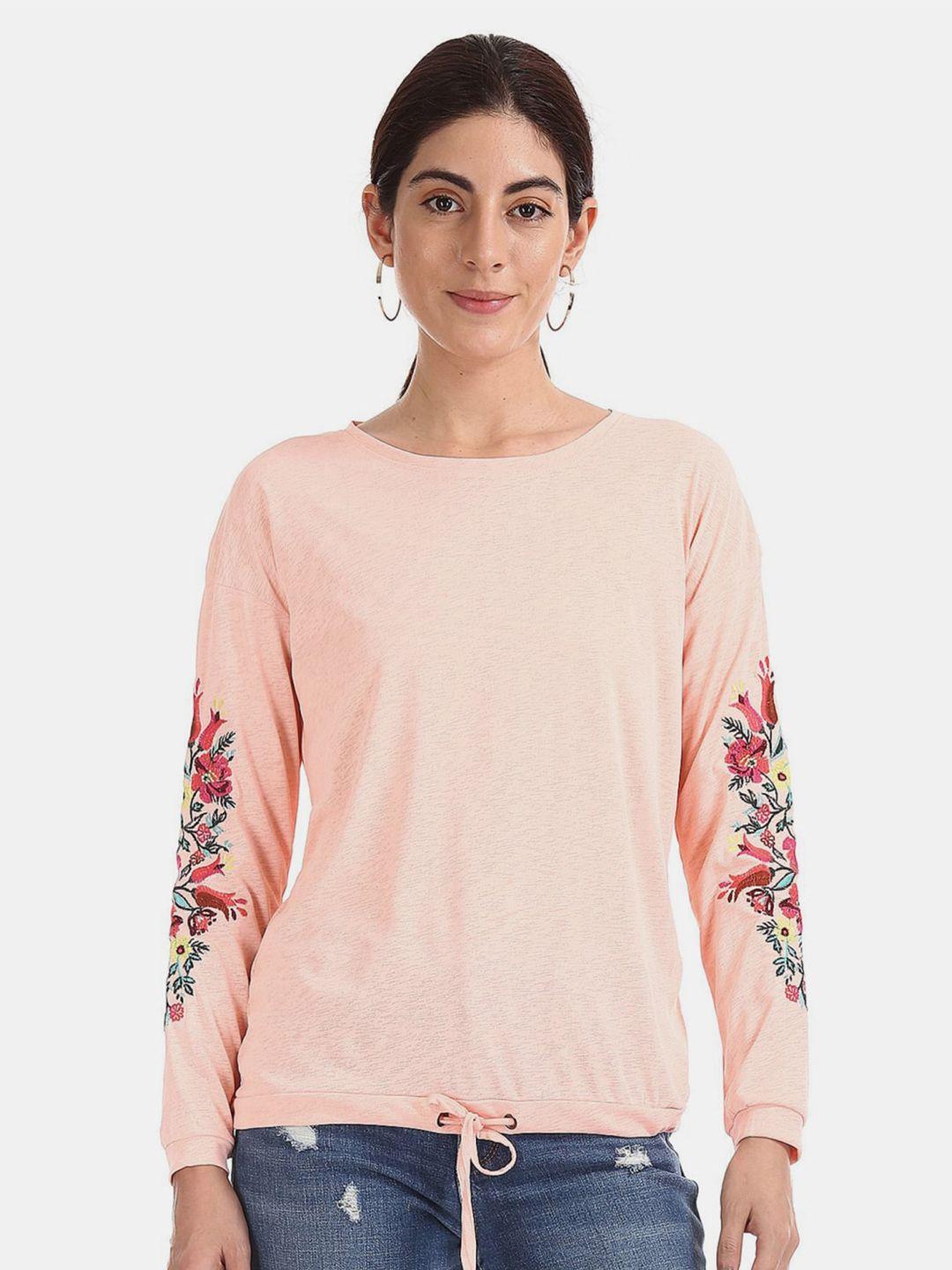 v-mart embroidered round neck cotton top