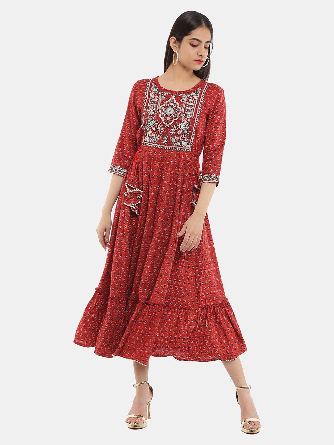 v-mart ethnic motifs ethnic a-line midi dress