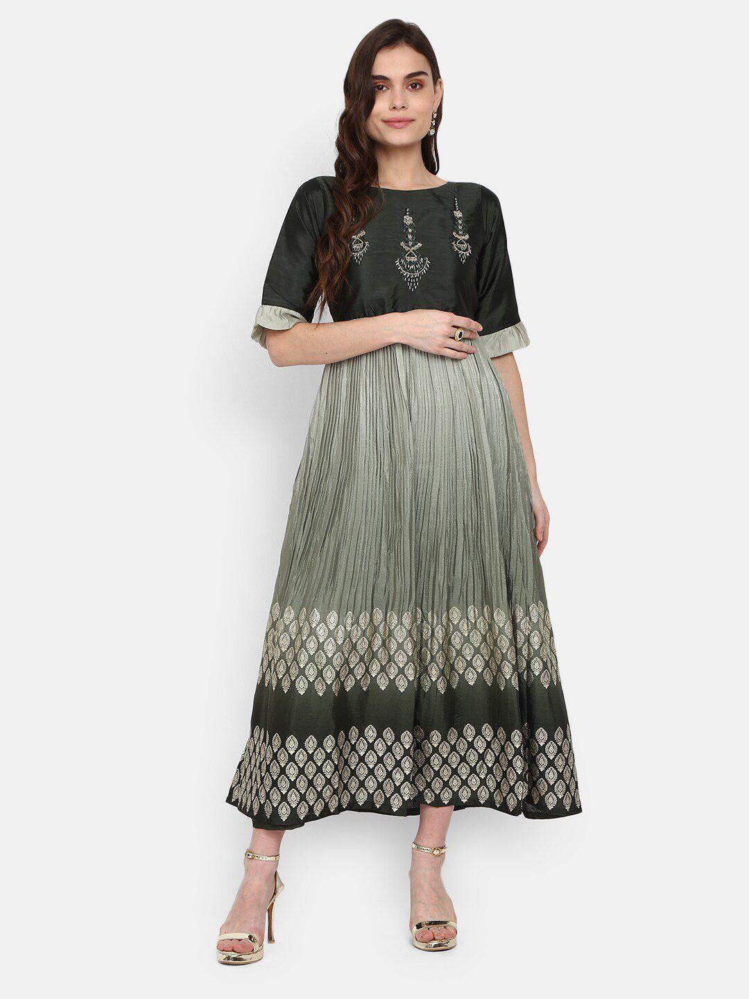 v-mart ethnic motifs printed cotton maxi dress